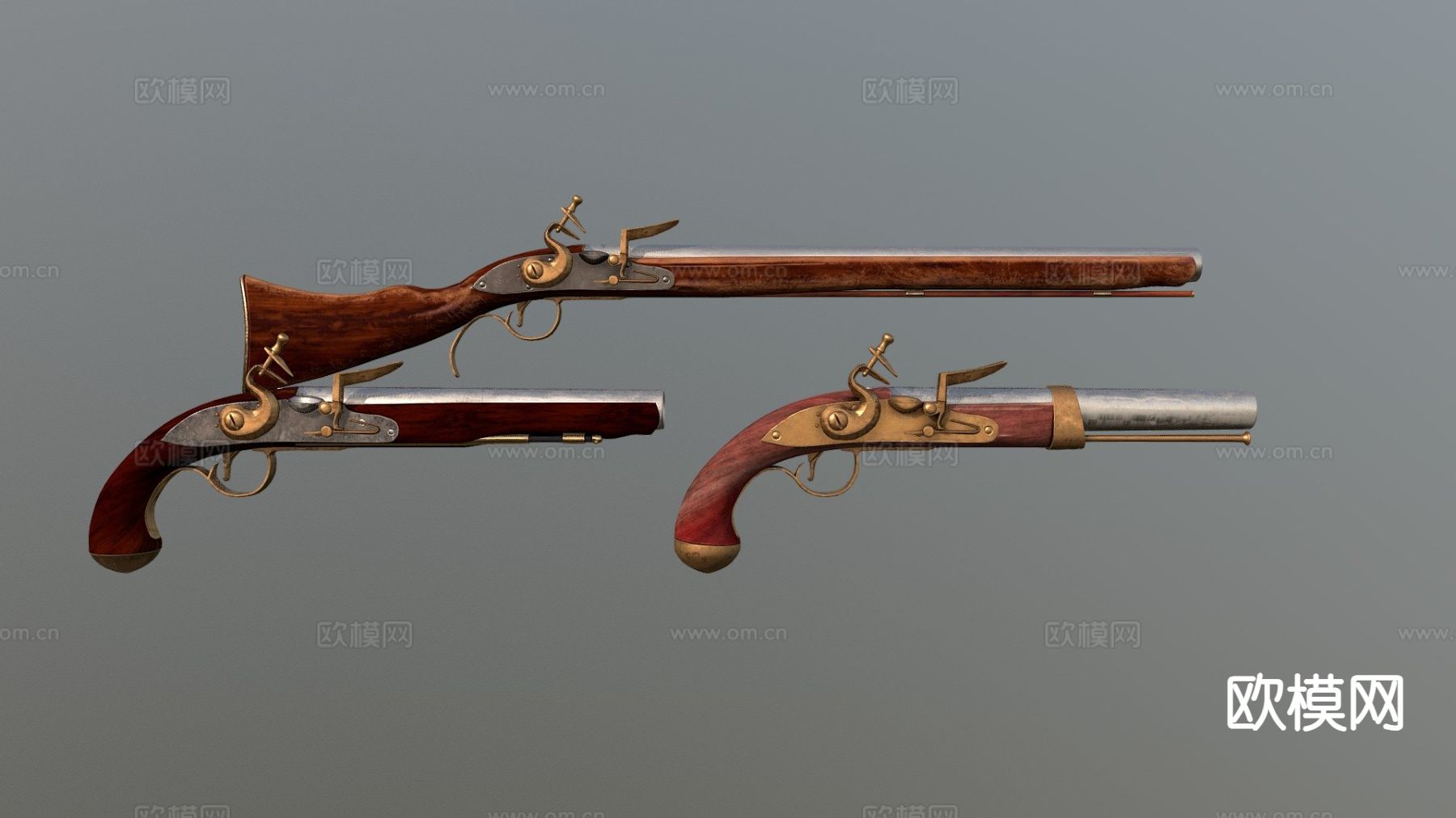 燧发武器库su模型下载（渲染图4）