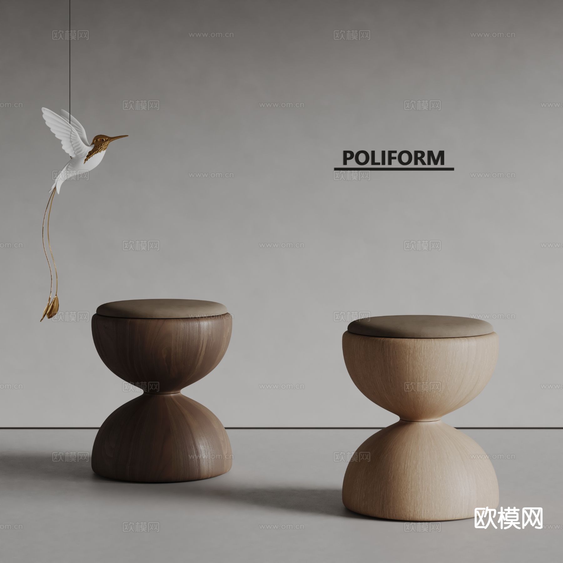 poliform现代凳子 实木凳子su模型