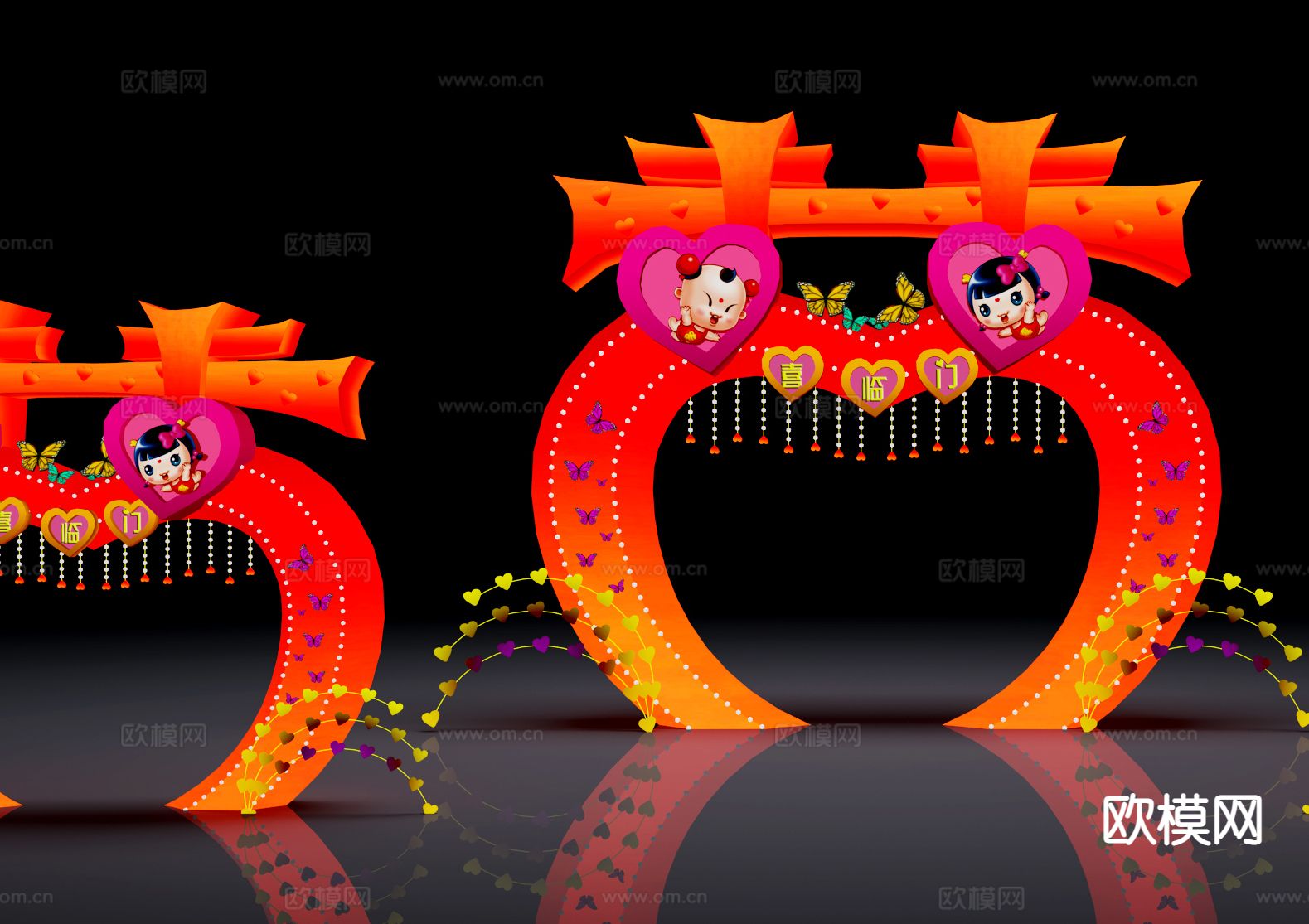 现代装饰门拱 花灯彩灯su模型下载（渲染图2）