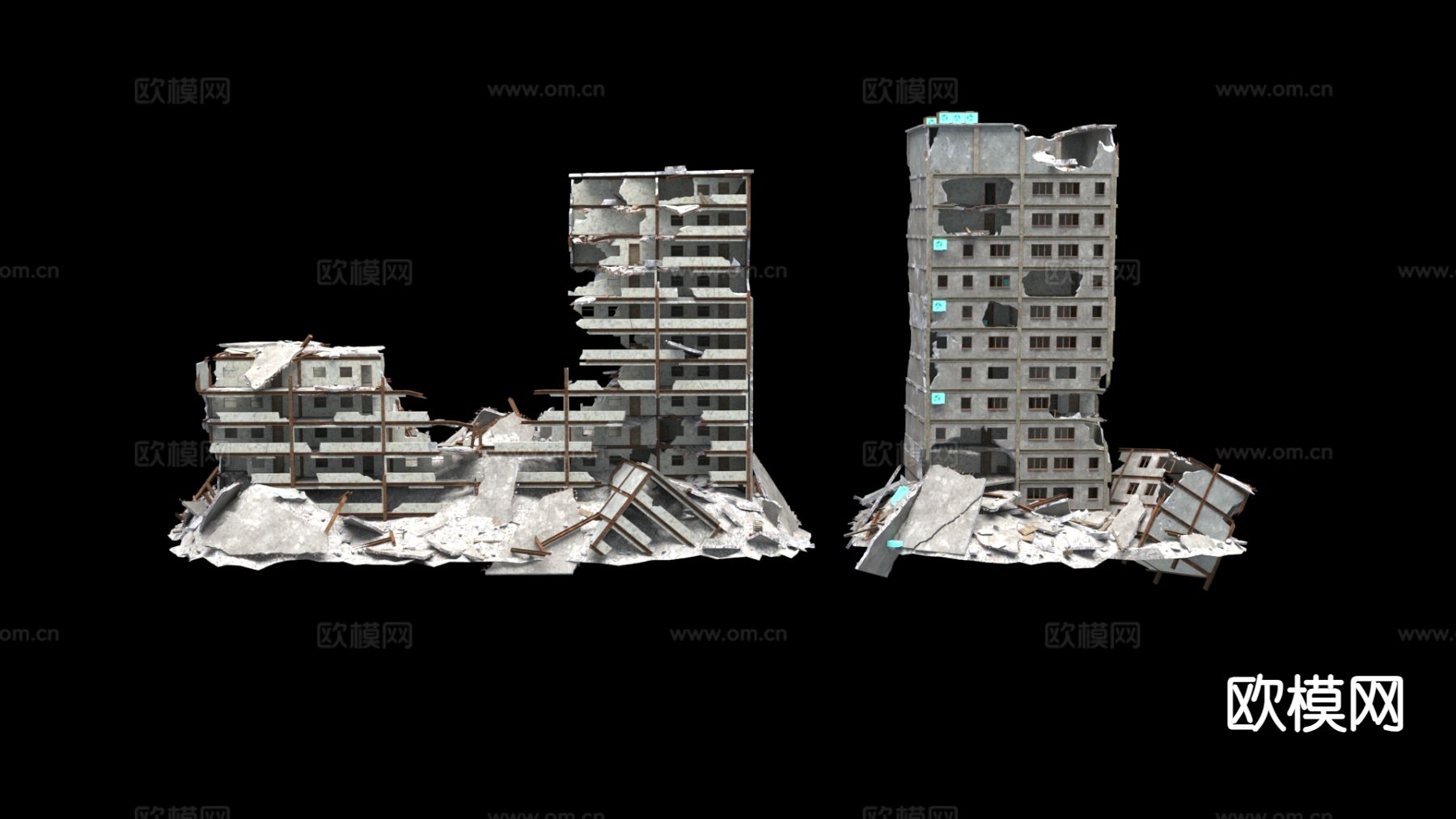 建筑废墟 工地废墟3d模型下载
