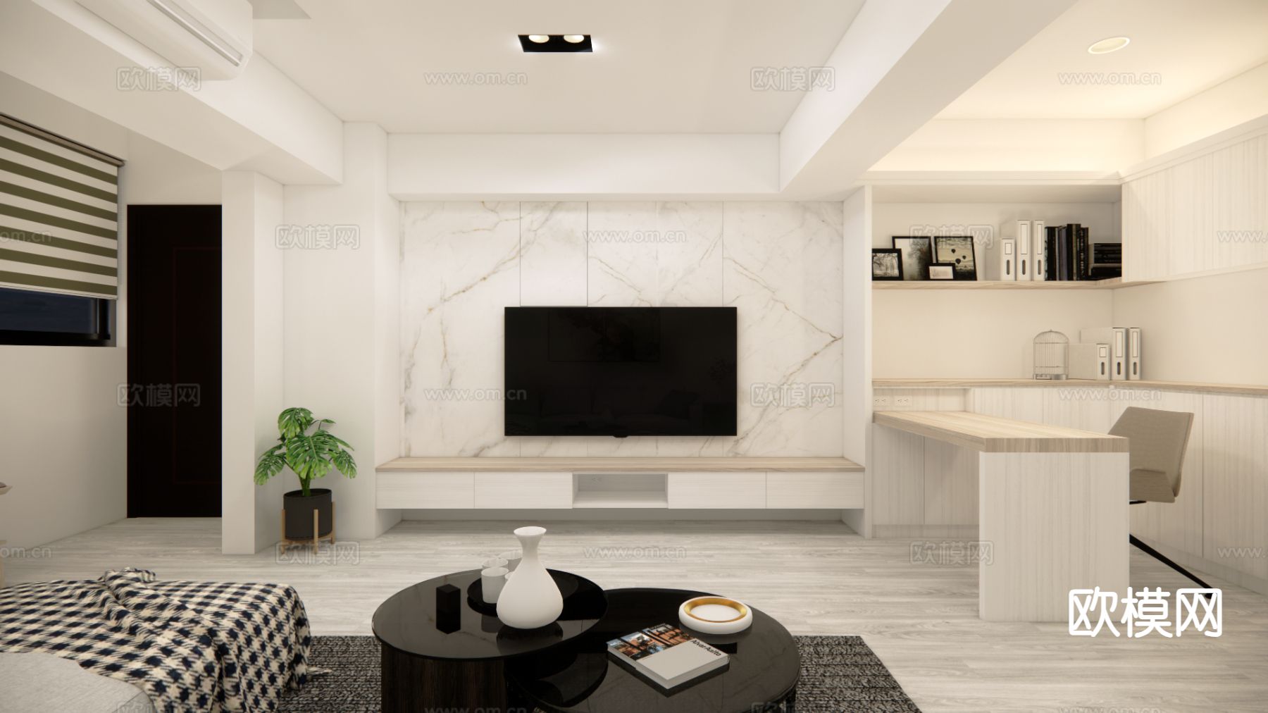 北欧客餐厅su模型下载（渲染图2）