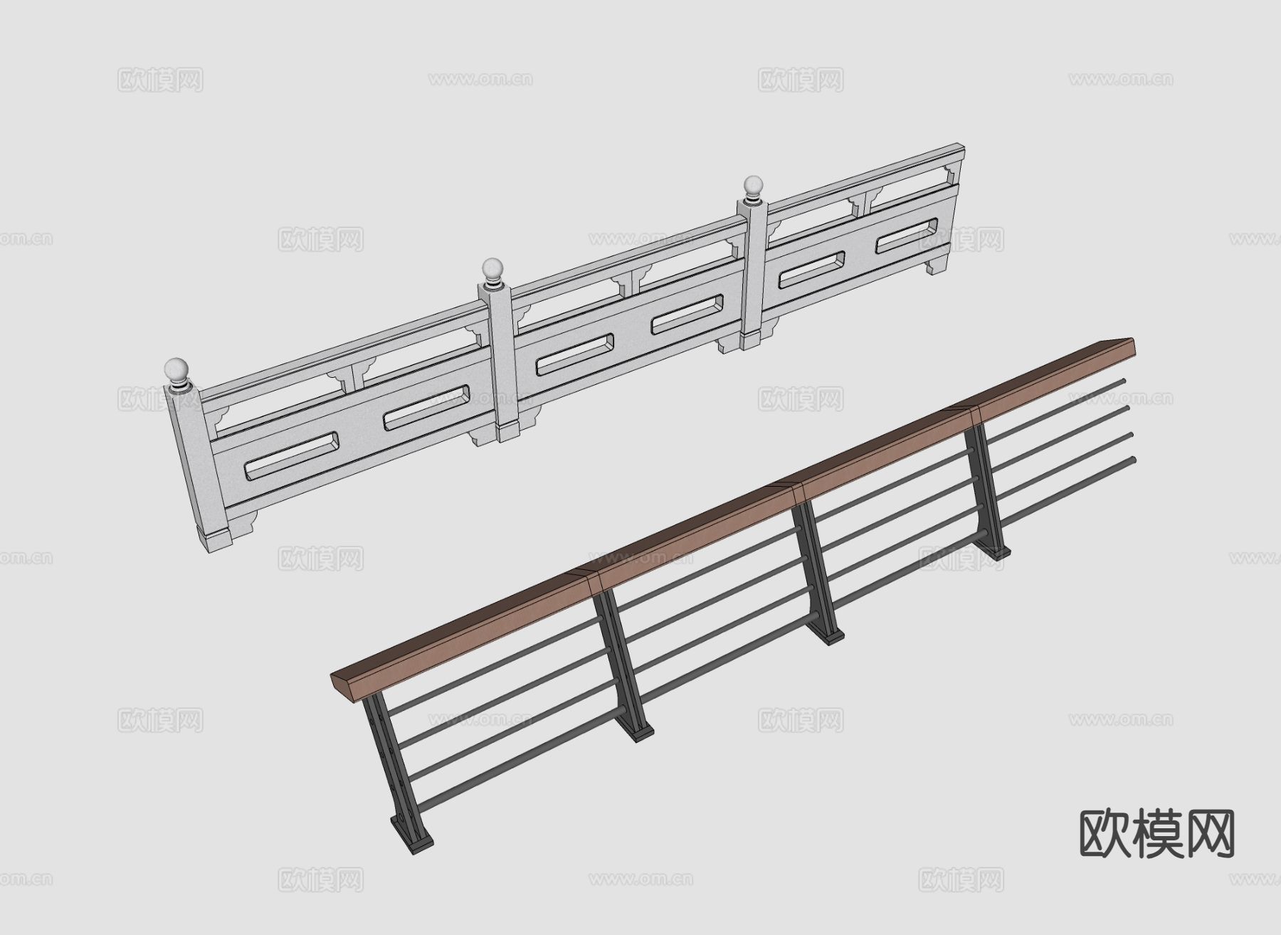 石栏杆 栏杆 围栏 不锈钢栏杆su模型