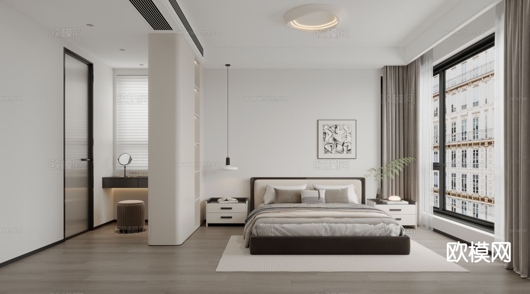 现代卧室 主卧3d模型下载