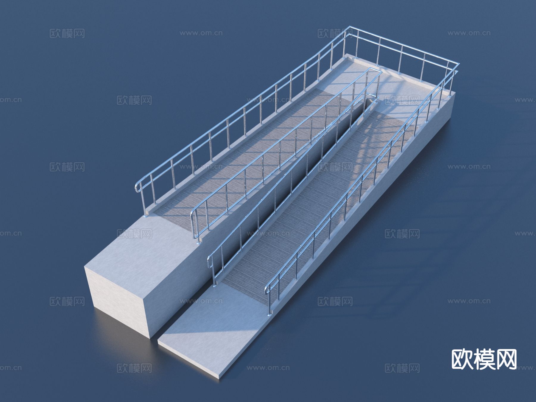 残疾人坡道 栏杆3d模型