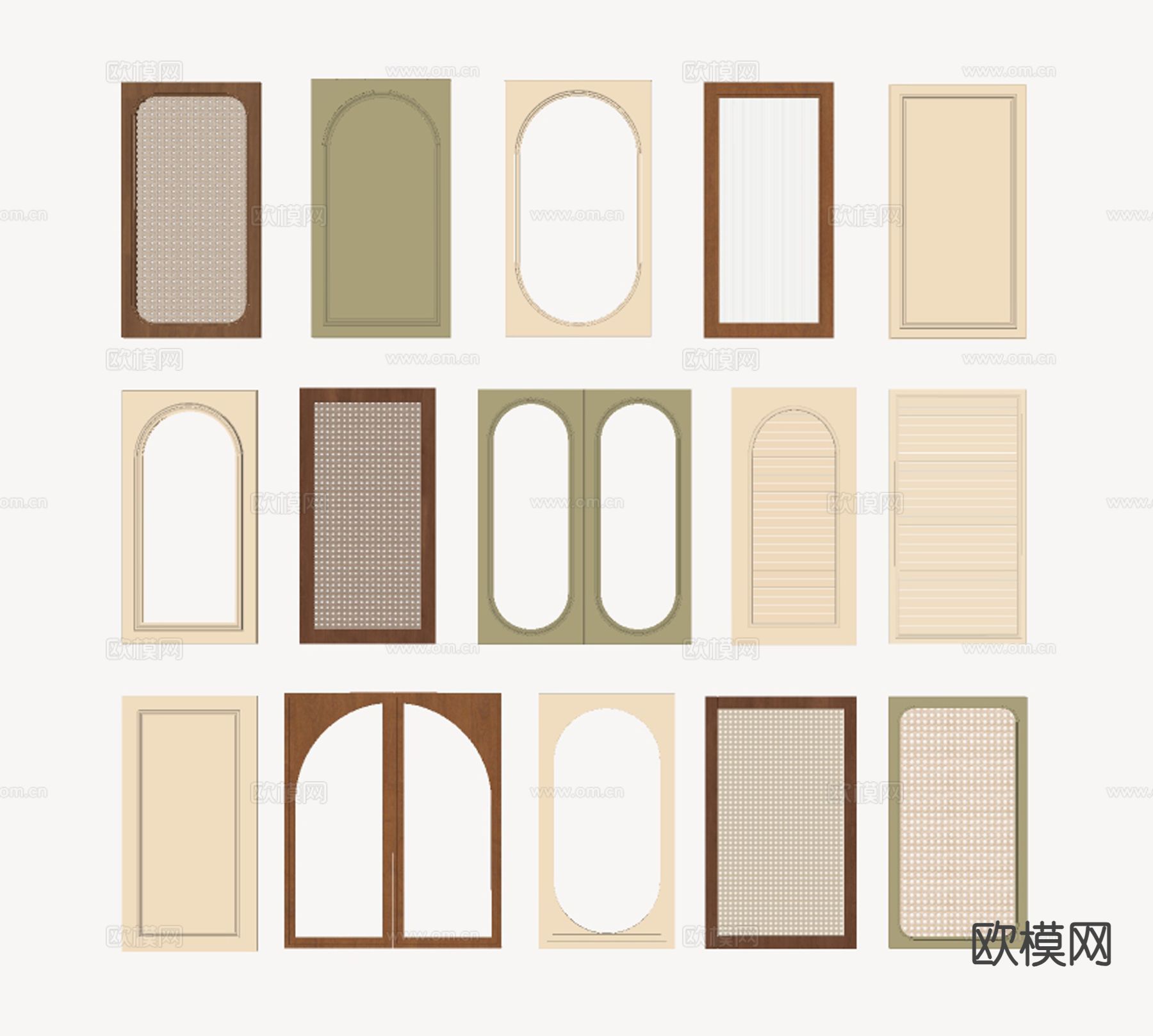 法式门板 衣柜门 藤编柜门su模型