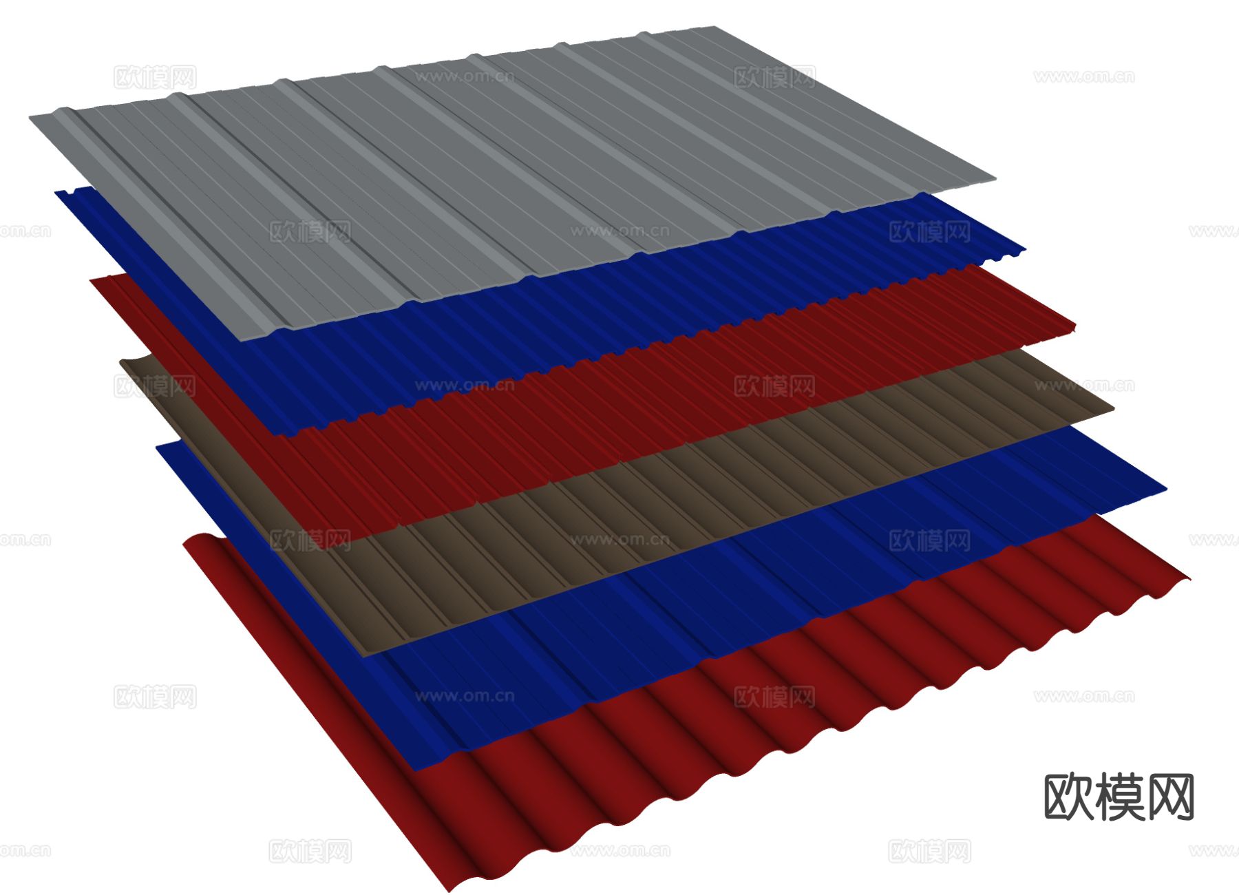 彩钢瓦波浪板su模型