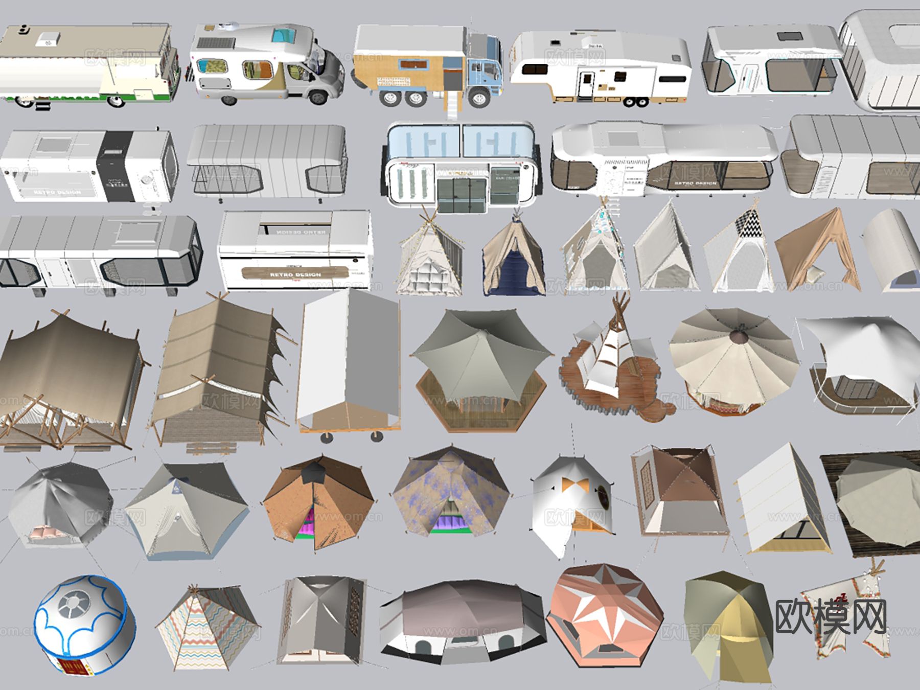露营帐篷 房车营地 太空舱酒店su模型