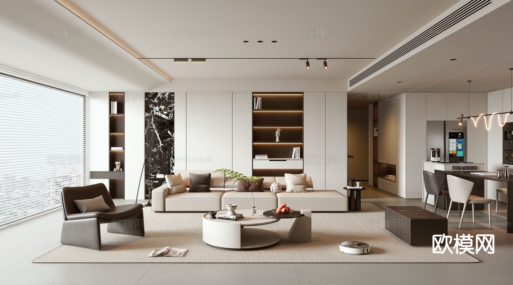 现代客餐厅3d模型下载