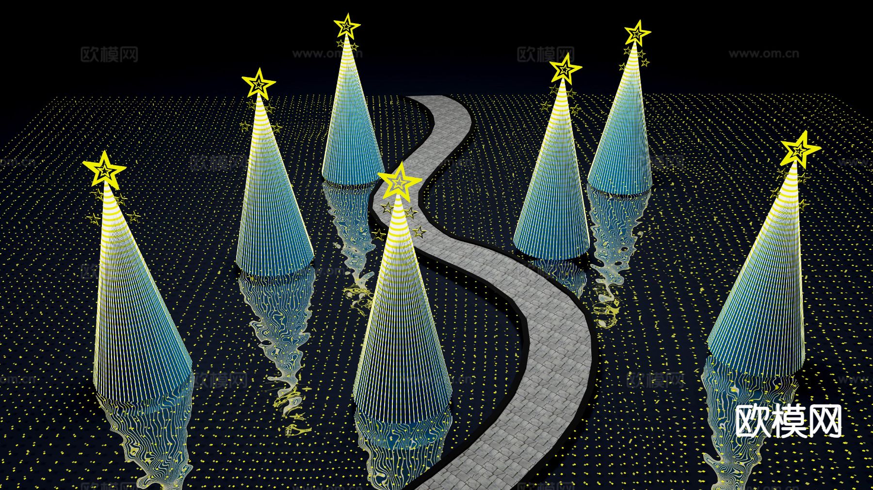 现代装饰灯 花灯 彩灯 星星灯3d模型下载