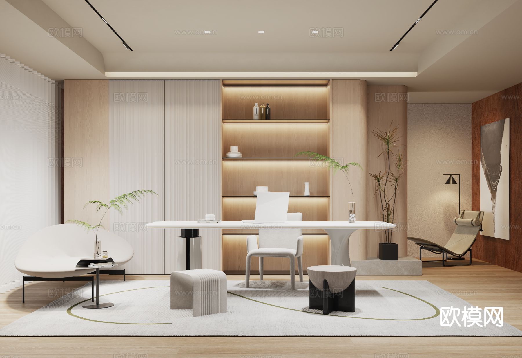 现代书房3d模型下载