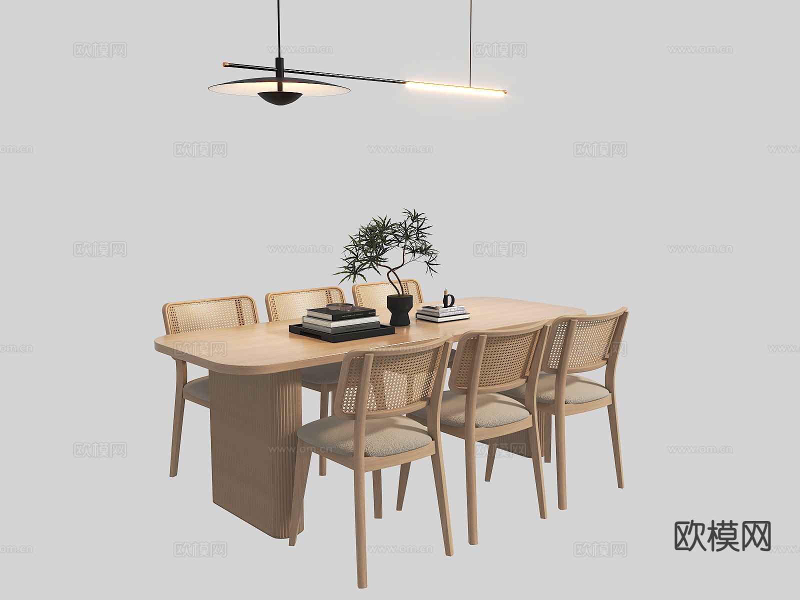 现代餐桌椅 条形餐桌3d模型下载