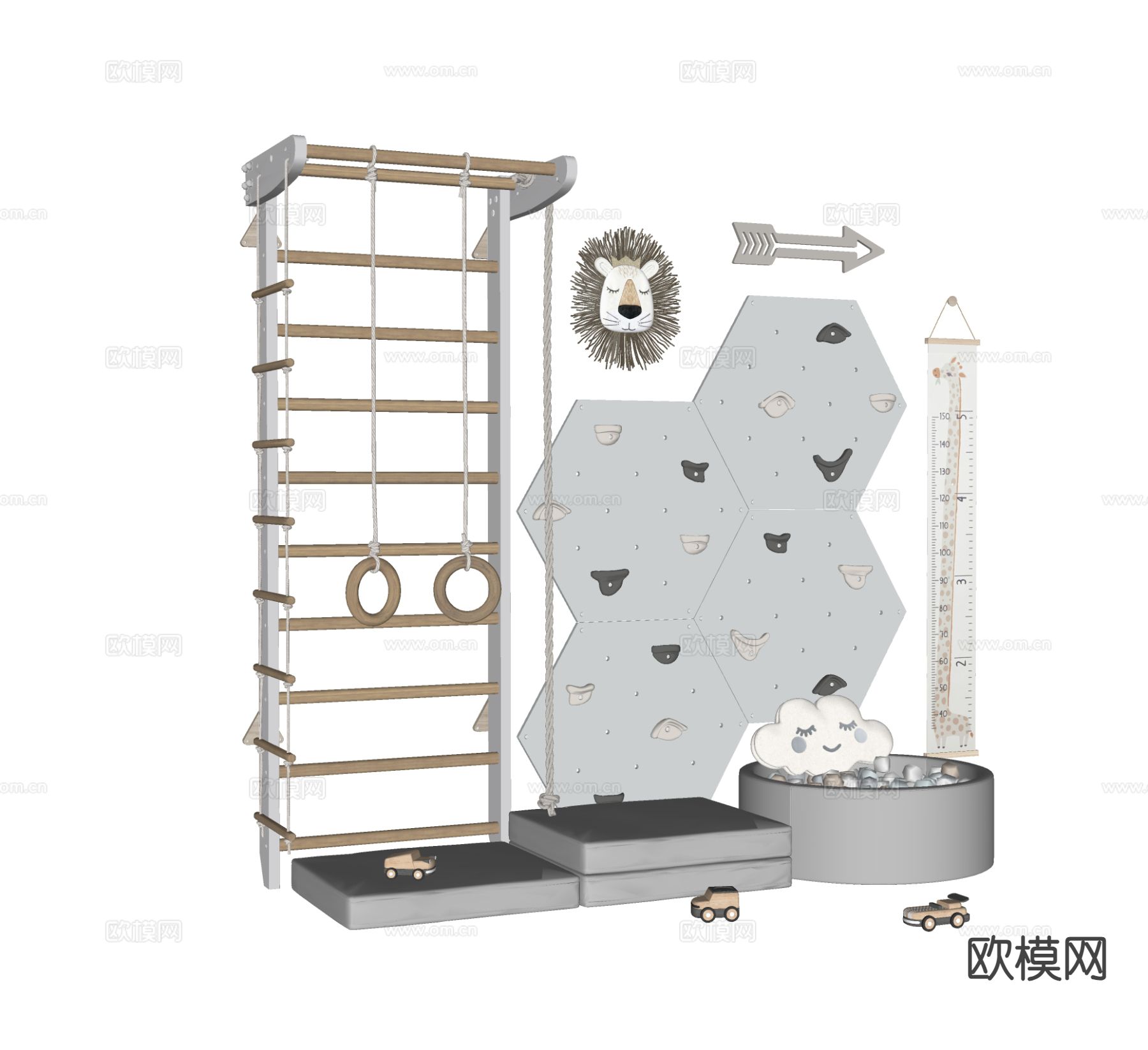 儿童攀爬墙 儿童玩具设备su模型