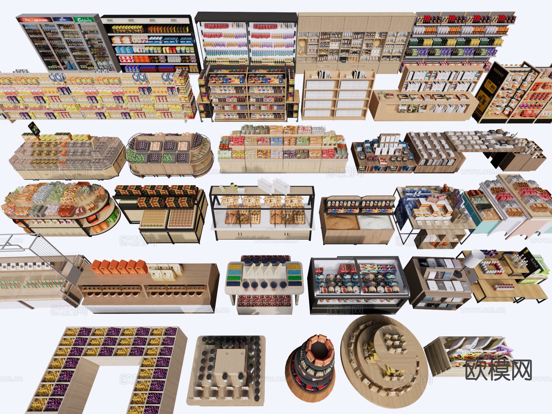 现代超市货架 货柜货架su模型下载（渲染图2）