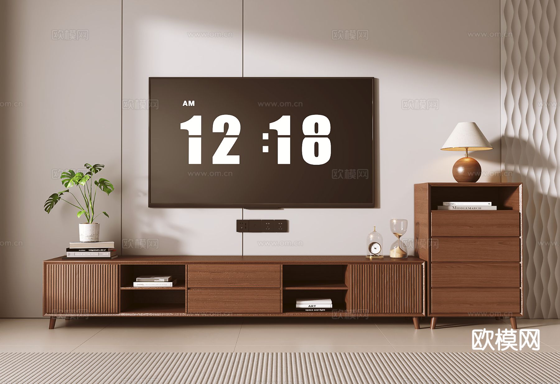 中古风电视柜3d模型下载