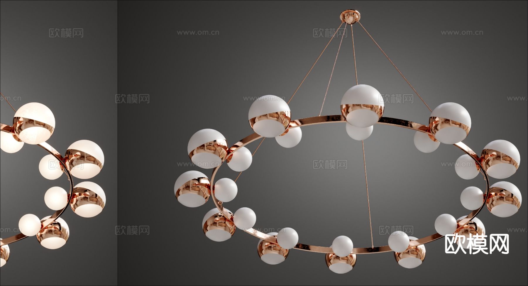 现代多头吊灯su模型