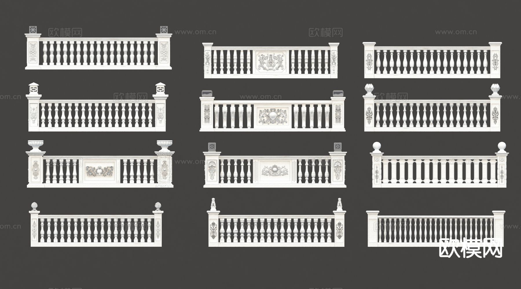 汉白玉护栏 栏杆 围栏3d模型