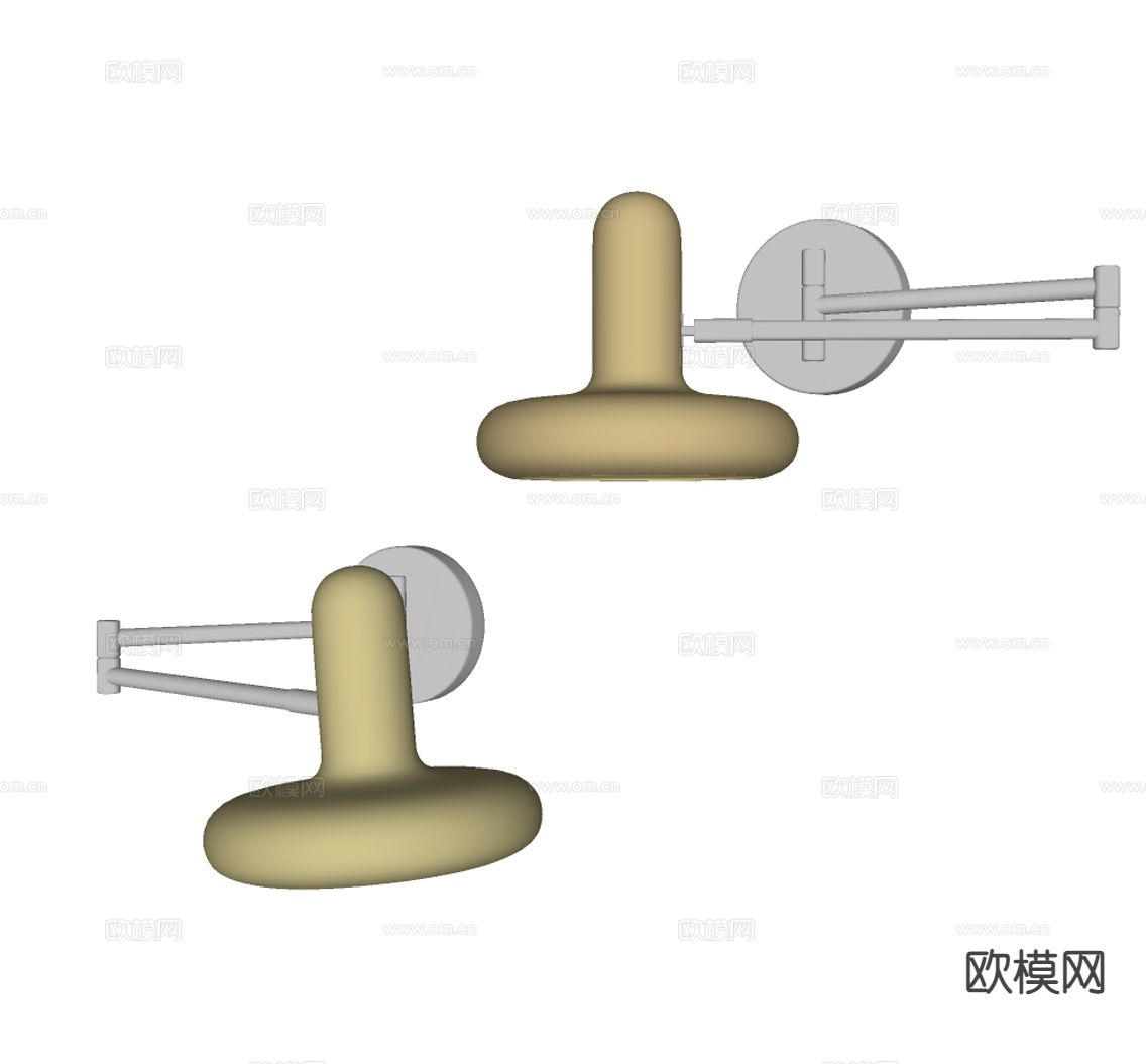 奶油风壁灯 摇杆壁灯su模型