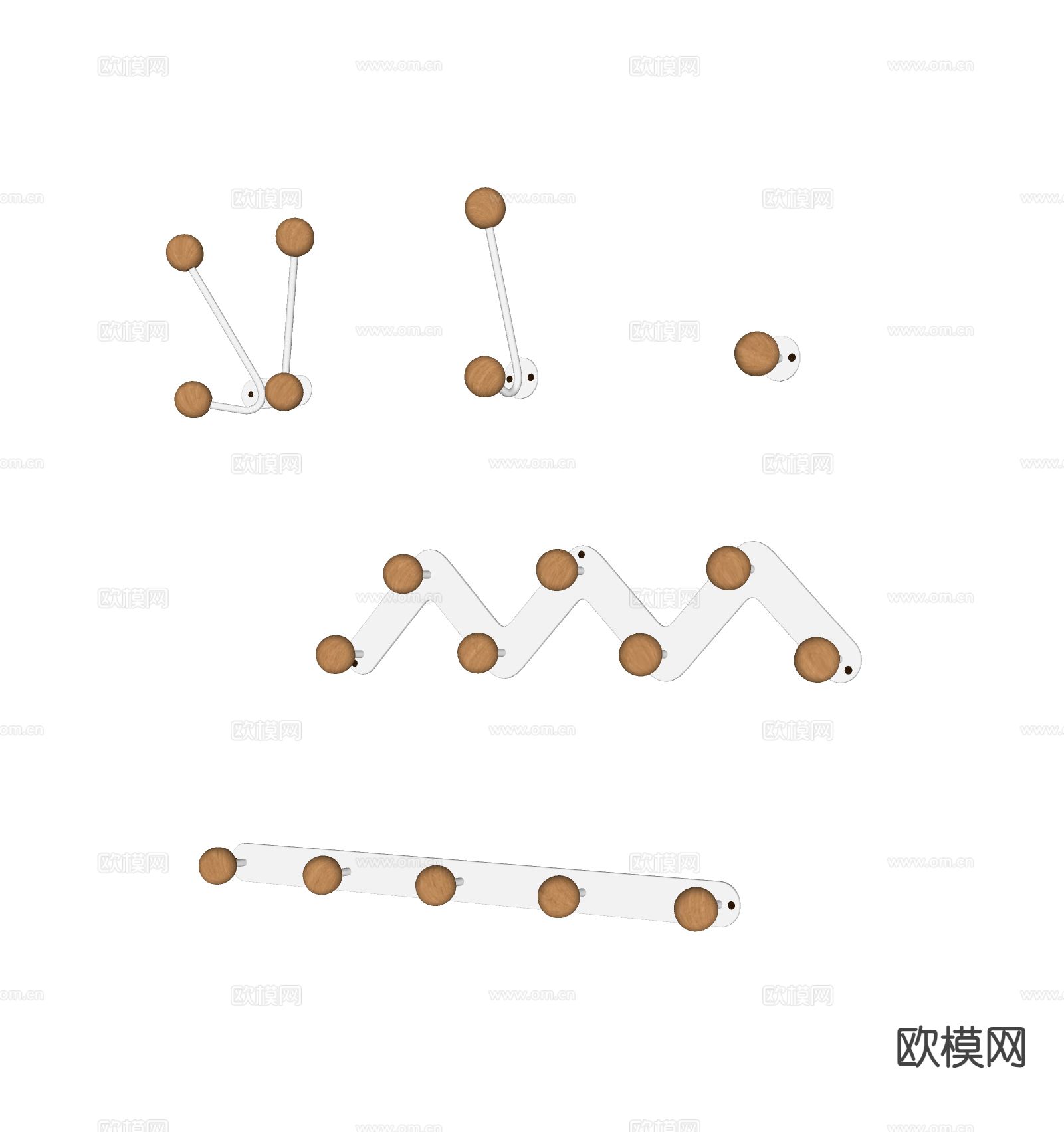 现代衣帽架 挂衣钩 衣架su模型