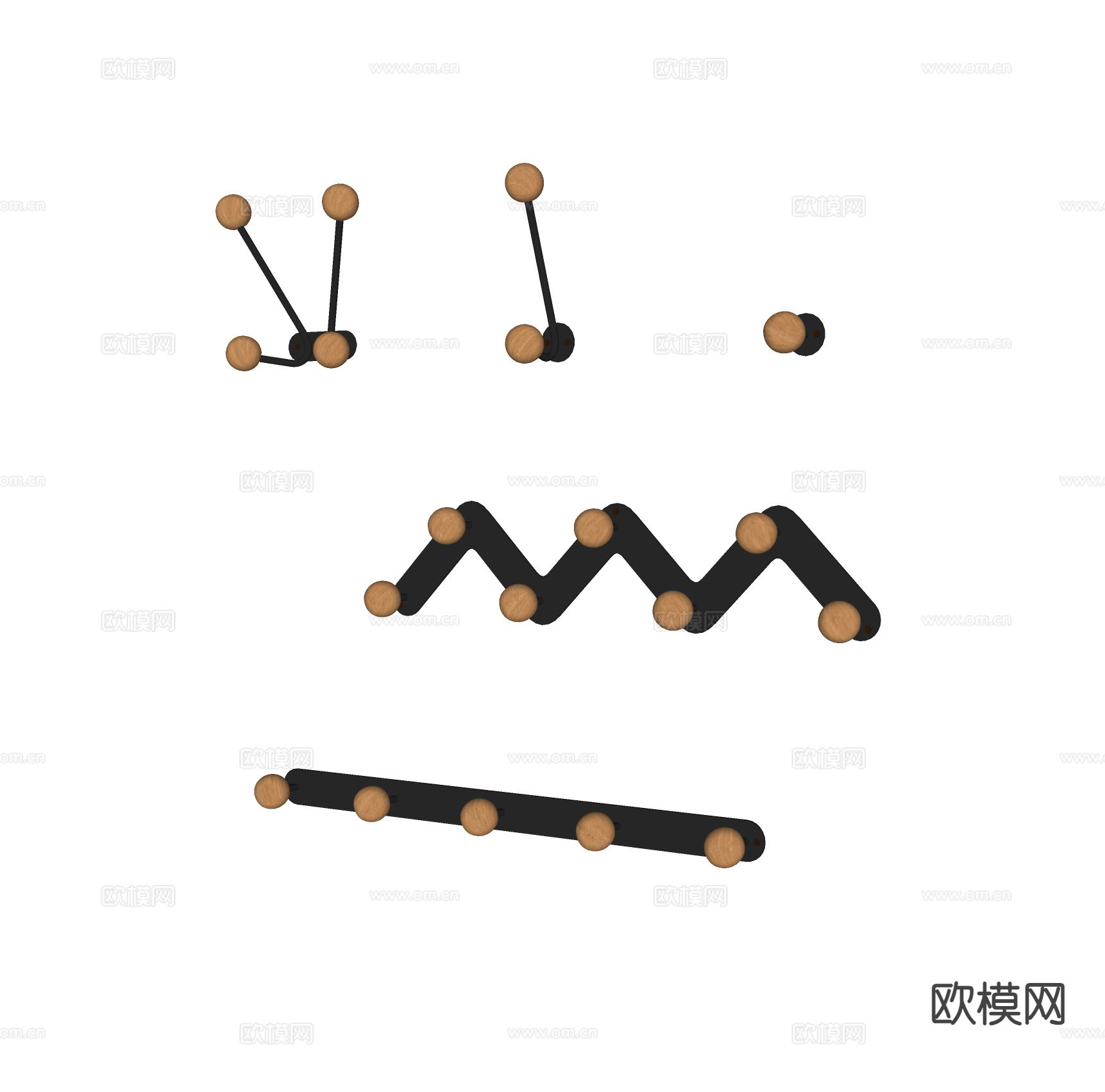 现代衣帽架 挂衣钩su模型