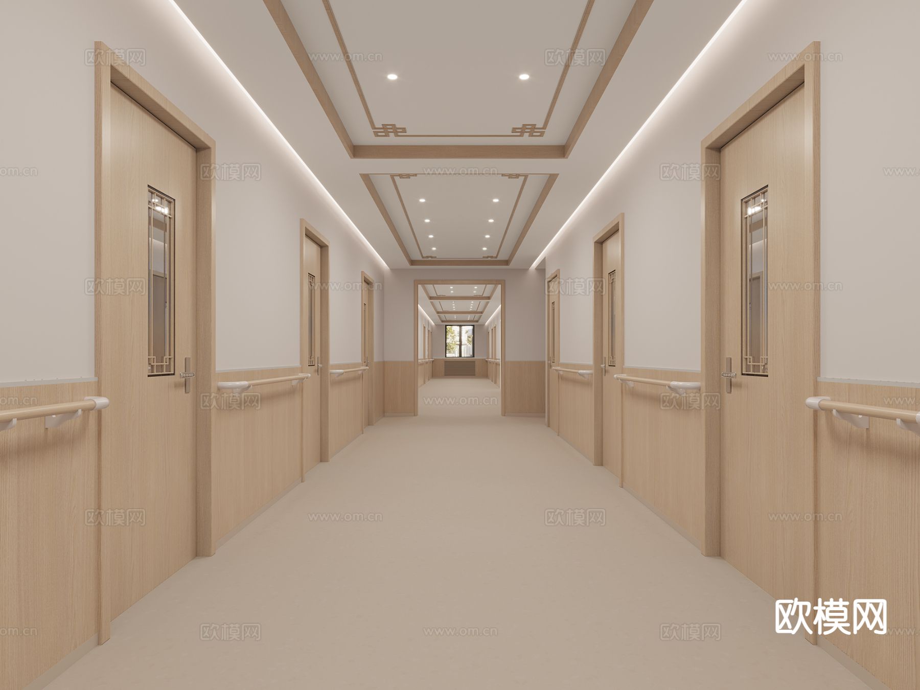 中医医院走廊 过道3d模型下载