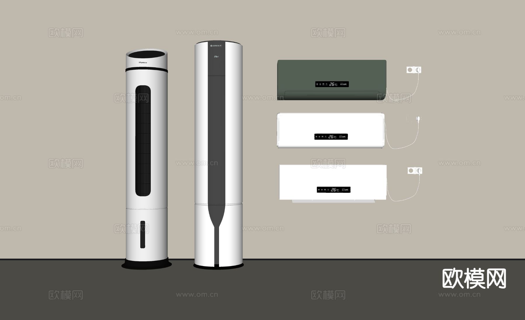空调 立式空调 挂式空调su模型