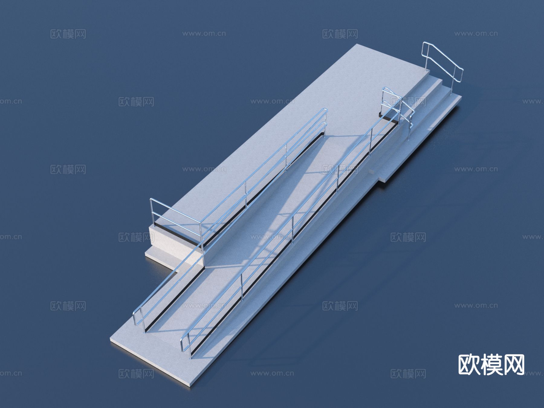 残疾人坡道 栏杆3d模型