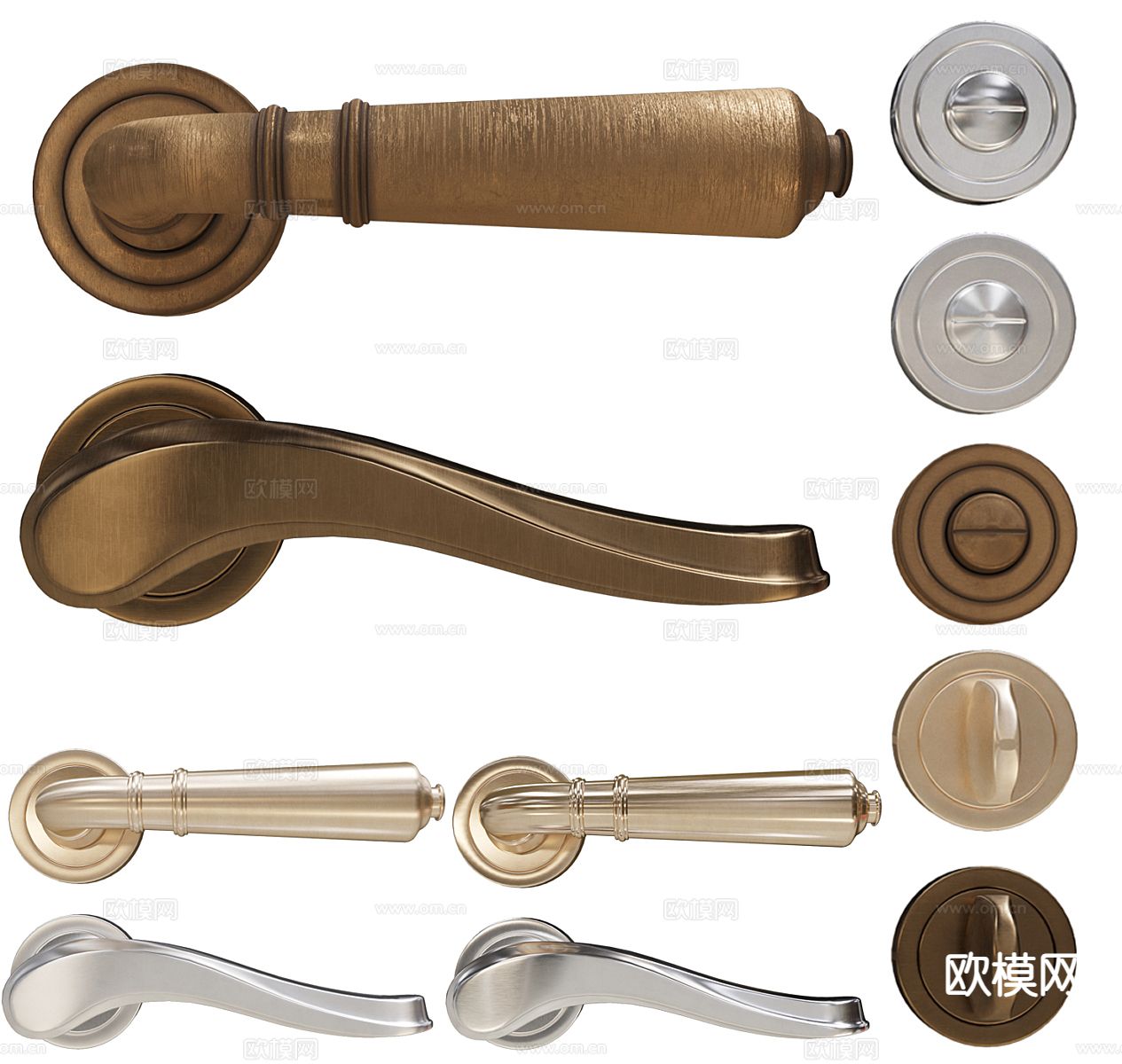 现代门把手 拉手 执手锁3d模型下载