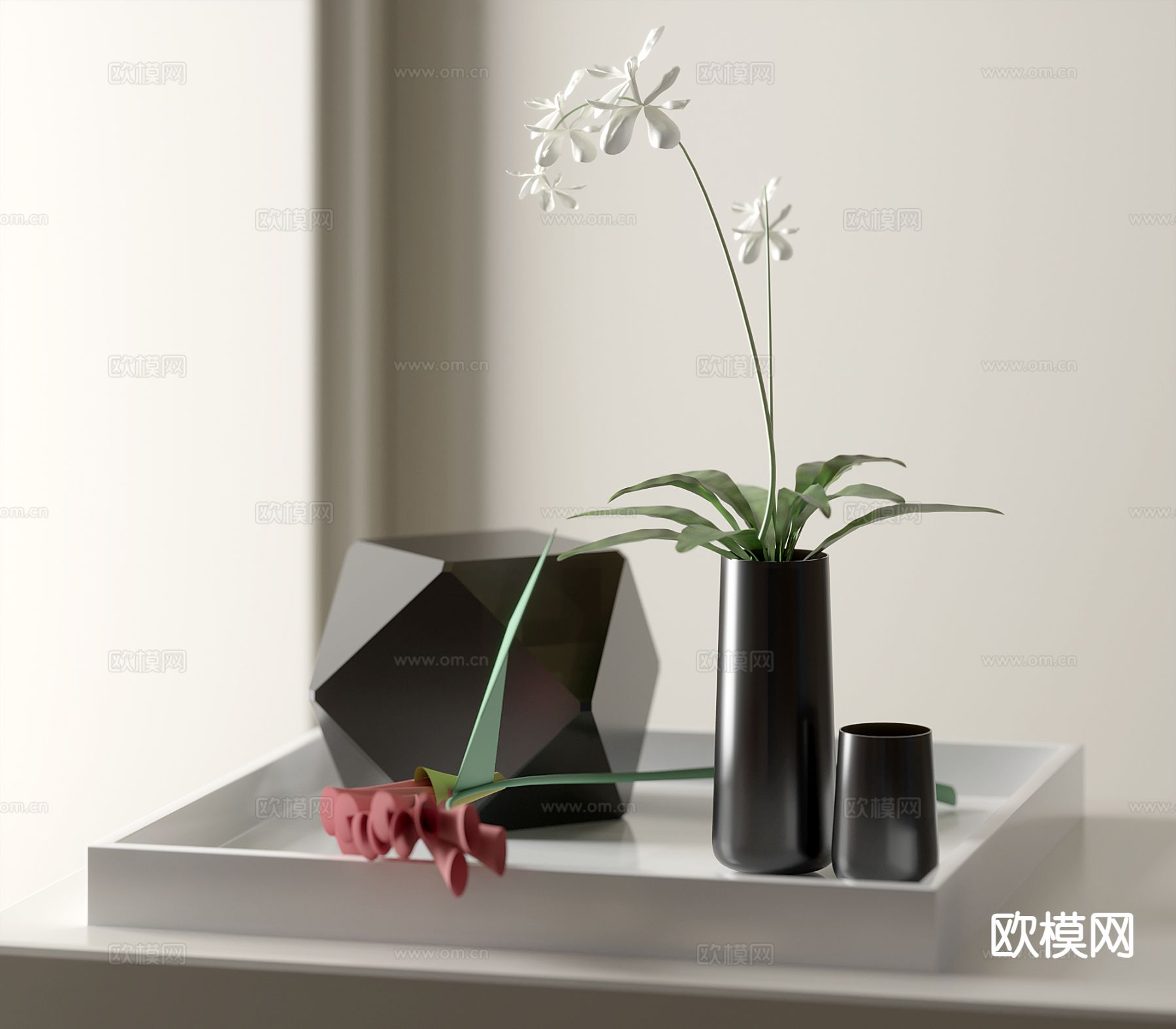 现代花艺 花卉 花瓶3d模型