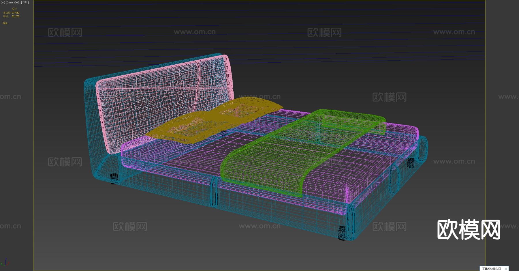 简约双人床3d模型