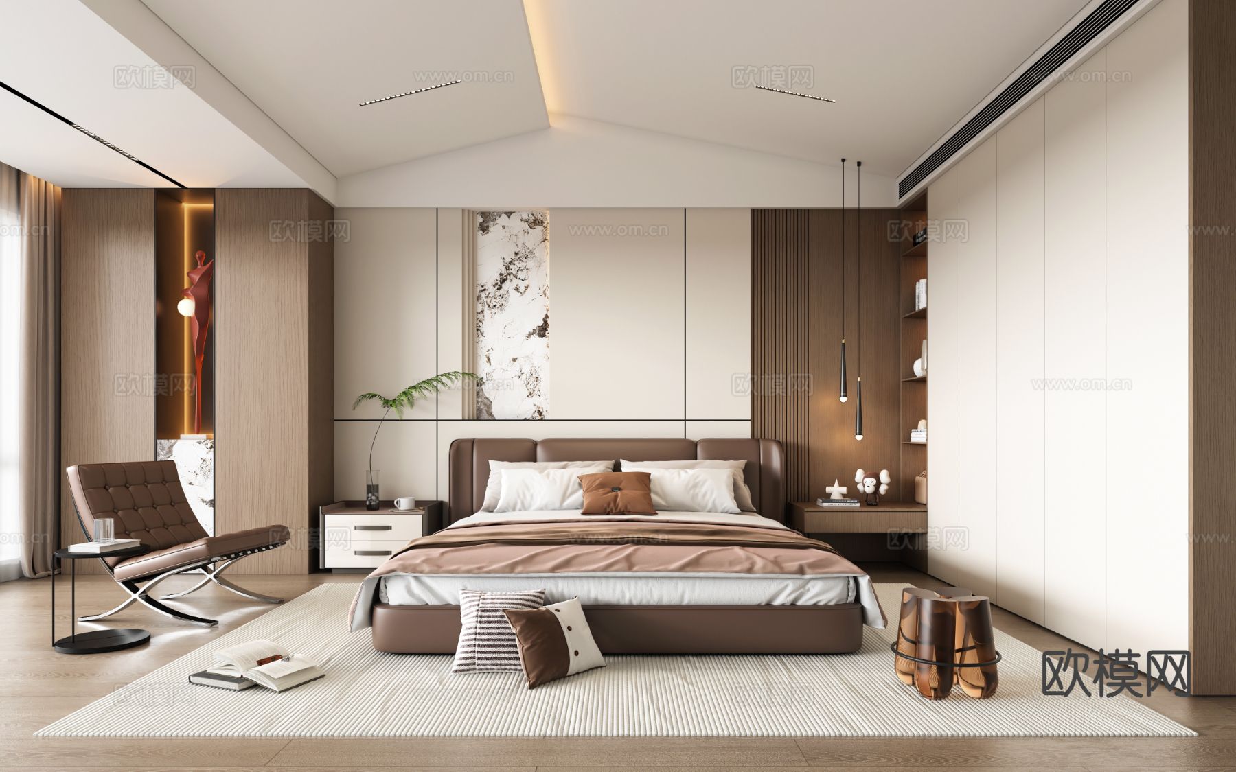 意式卧室 主卧su模型下载（渲染图2）