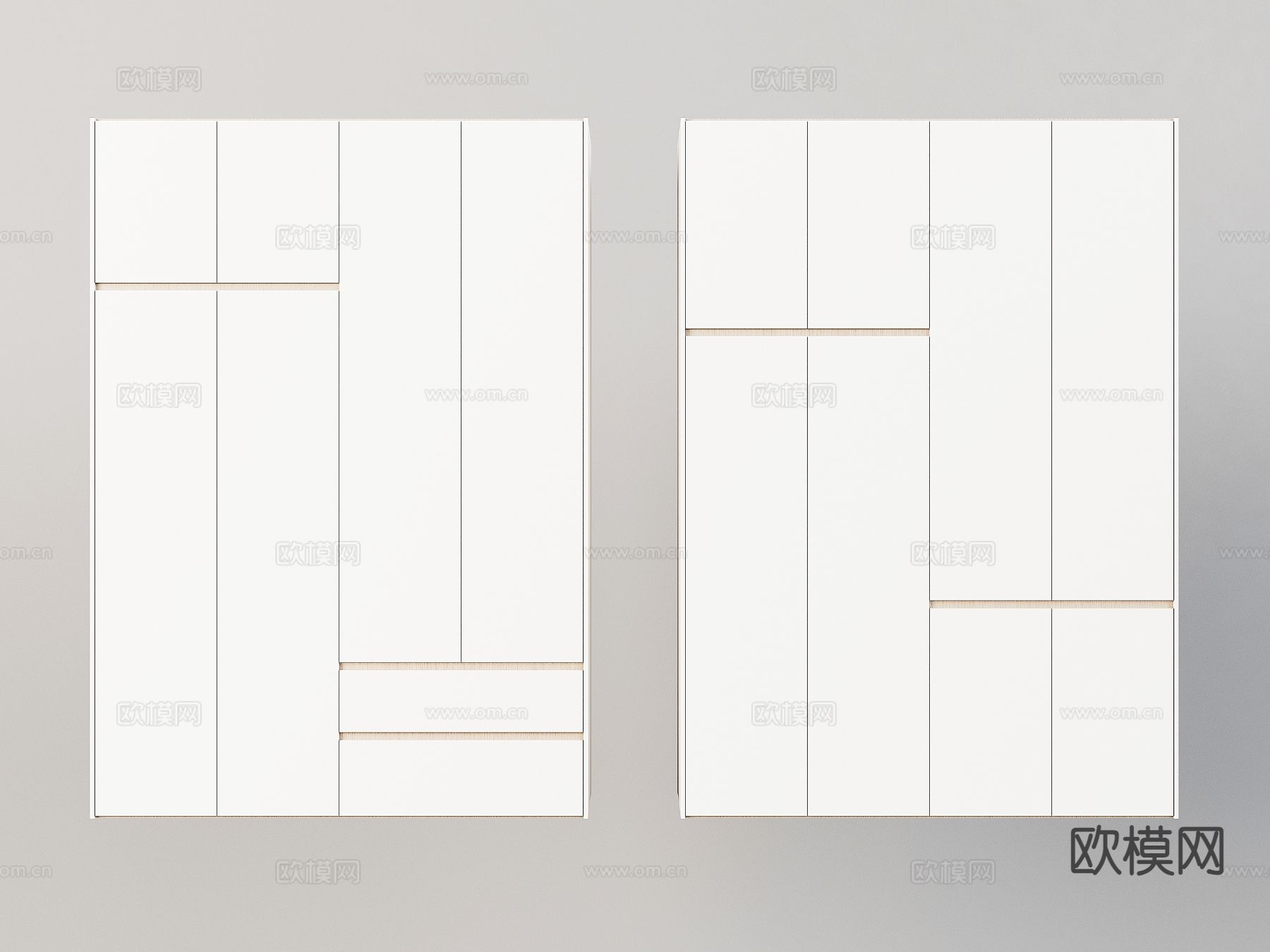 现代衣柜 无拉手衣柜3d模型