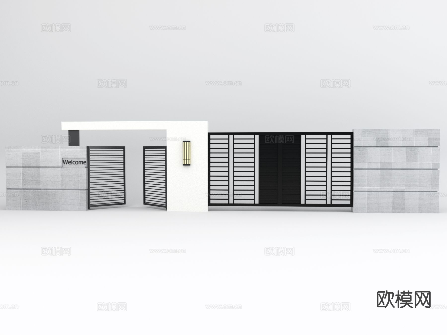 庭院入户门 双开门 别墅大门3d模型