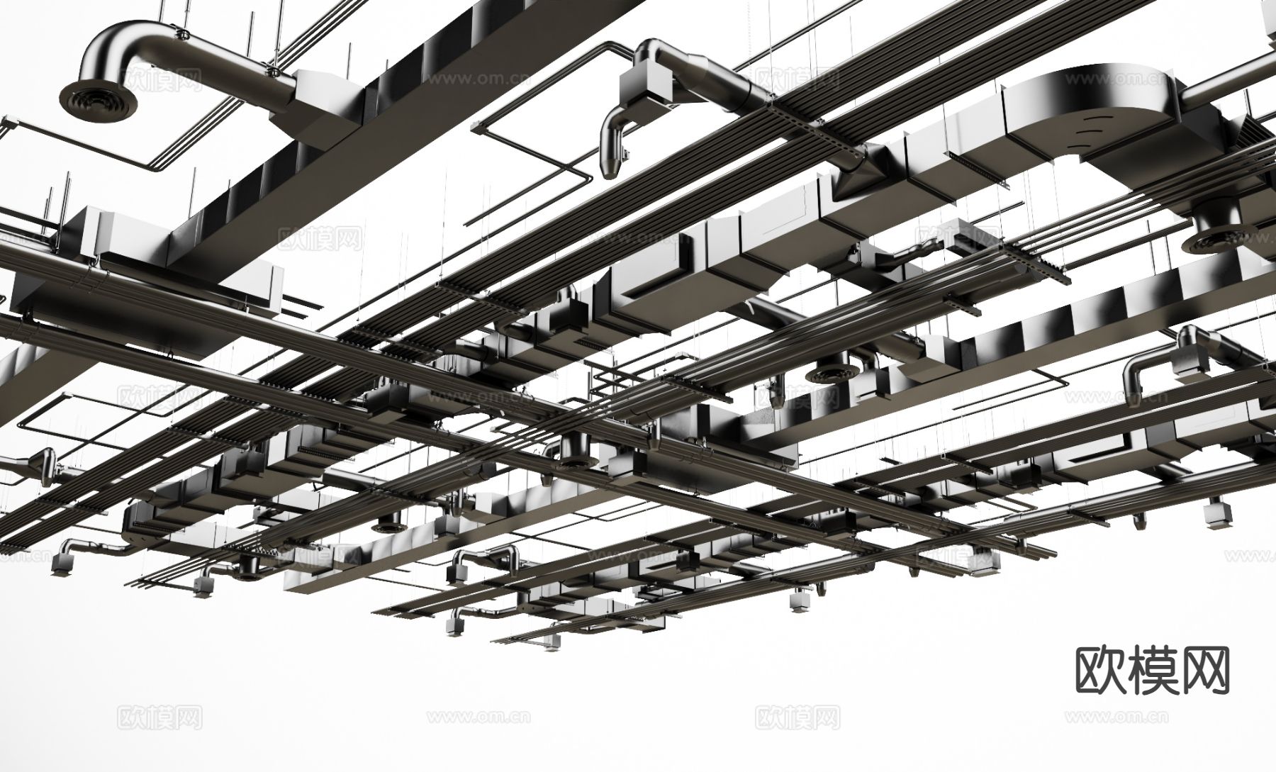 工业风天花吊顶管道3d模型