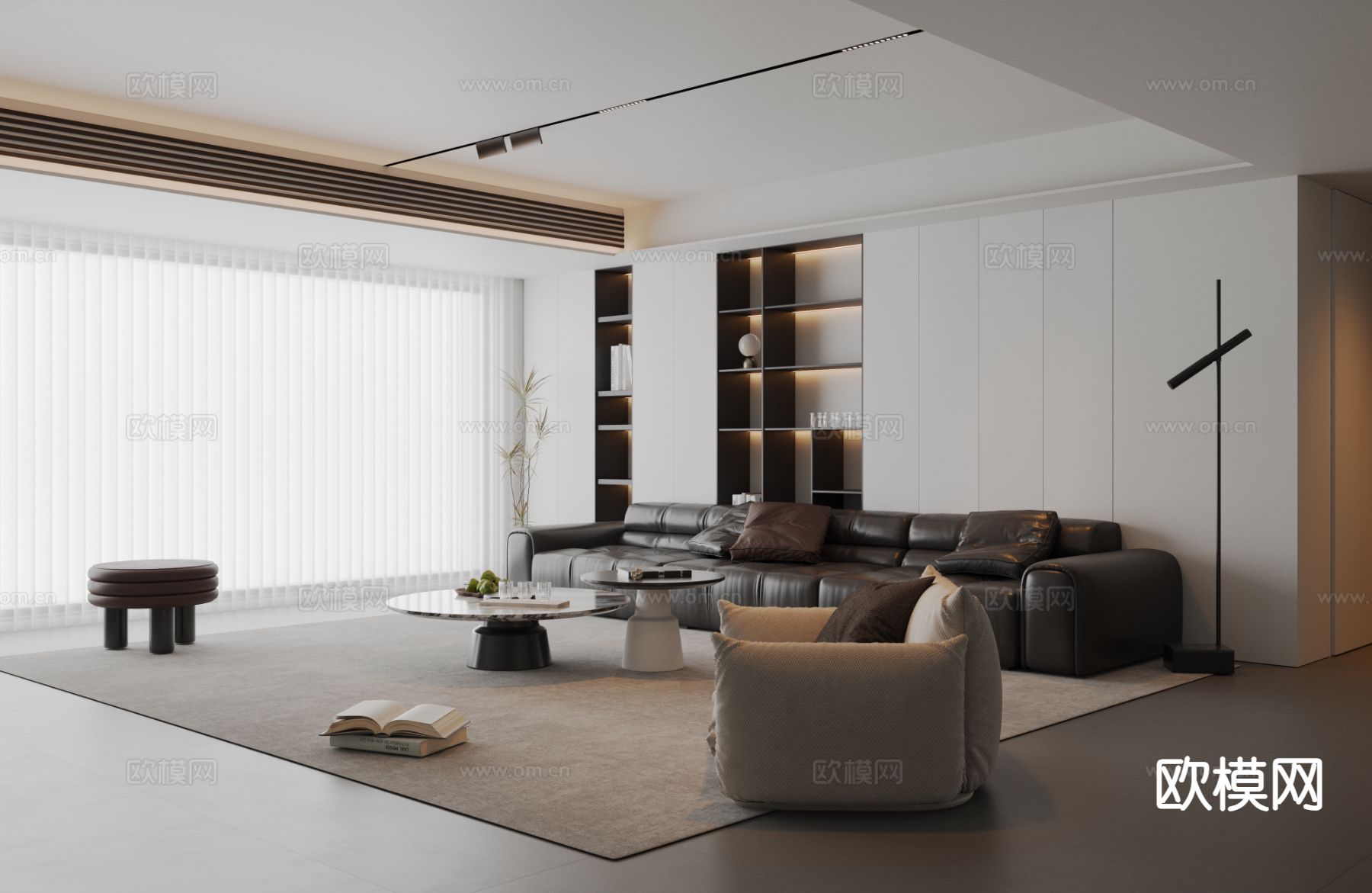 现代客厅3d模型下载（渲染图1）