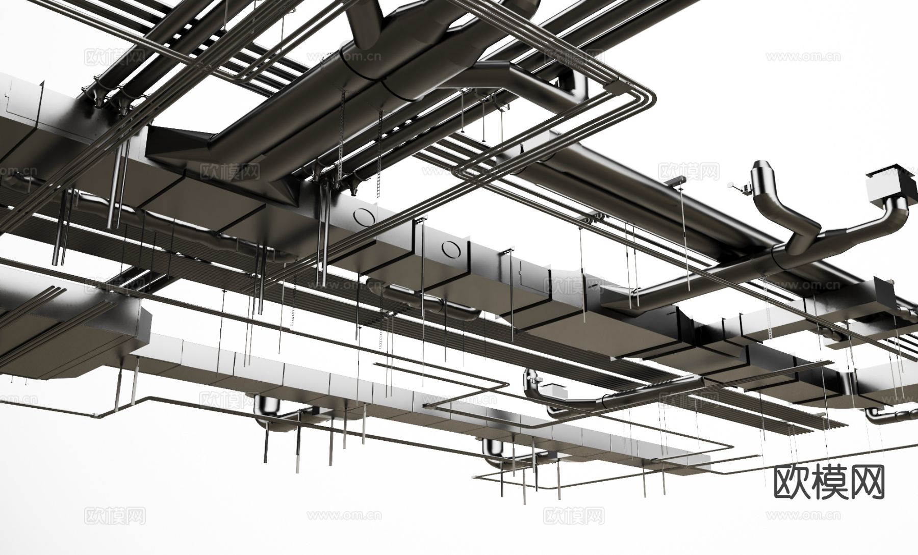工业通风管道 吊顶3d模型