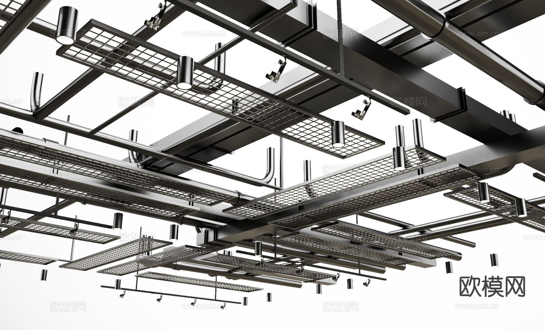工业通风管道 吊顶3d模型