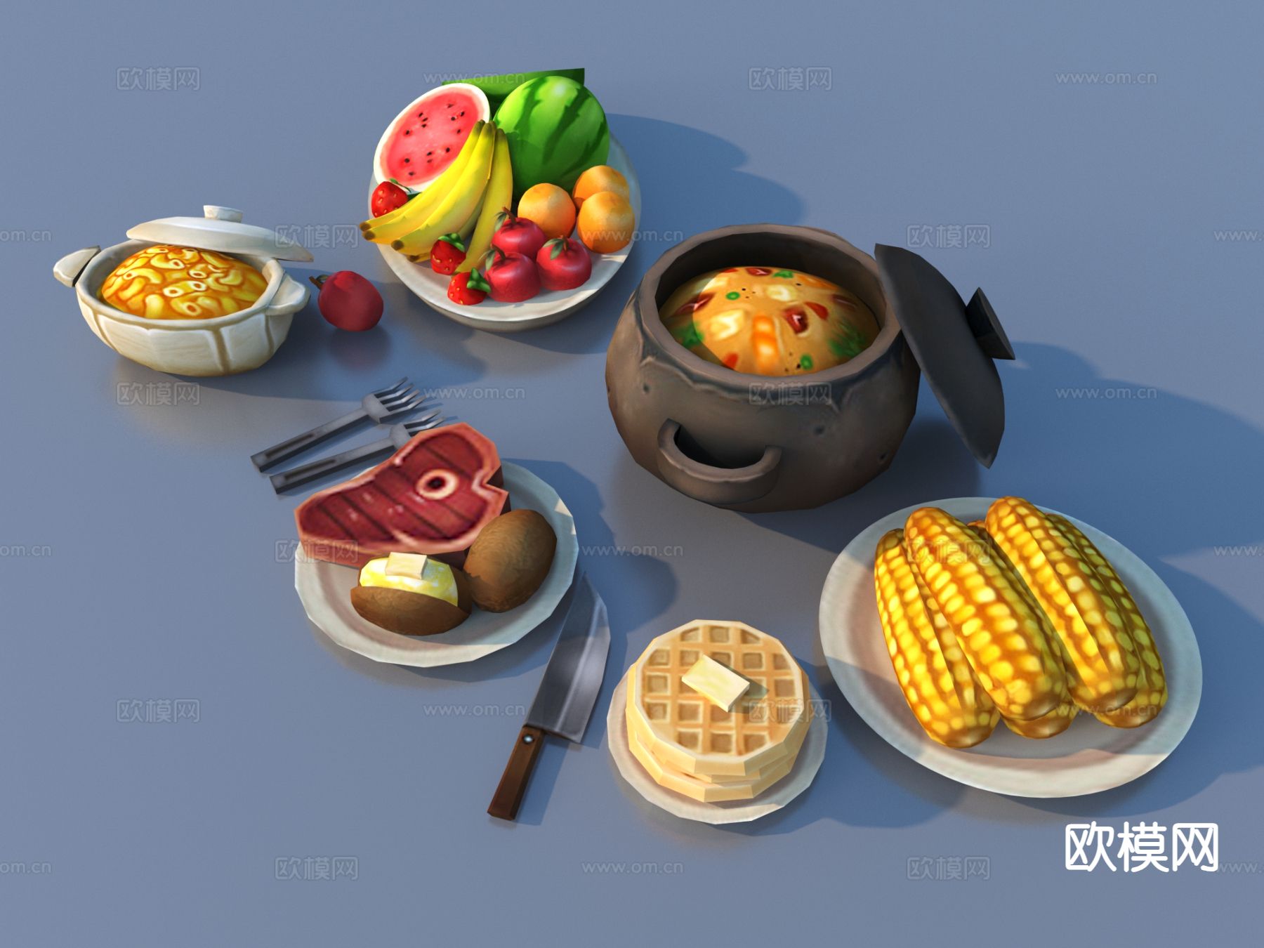 食物 汤 肉 玉米3d模型