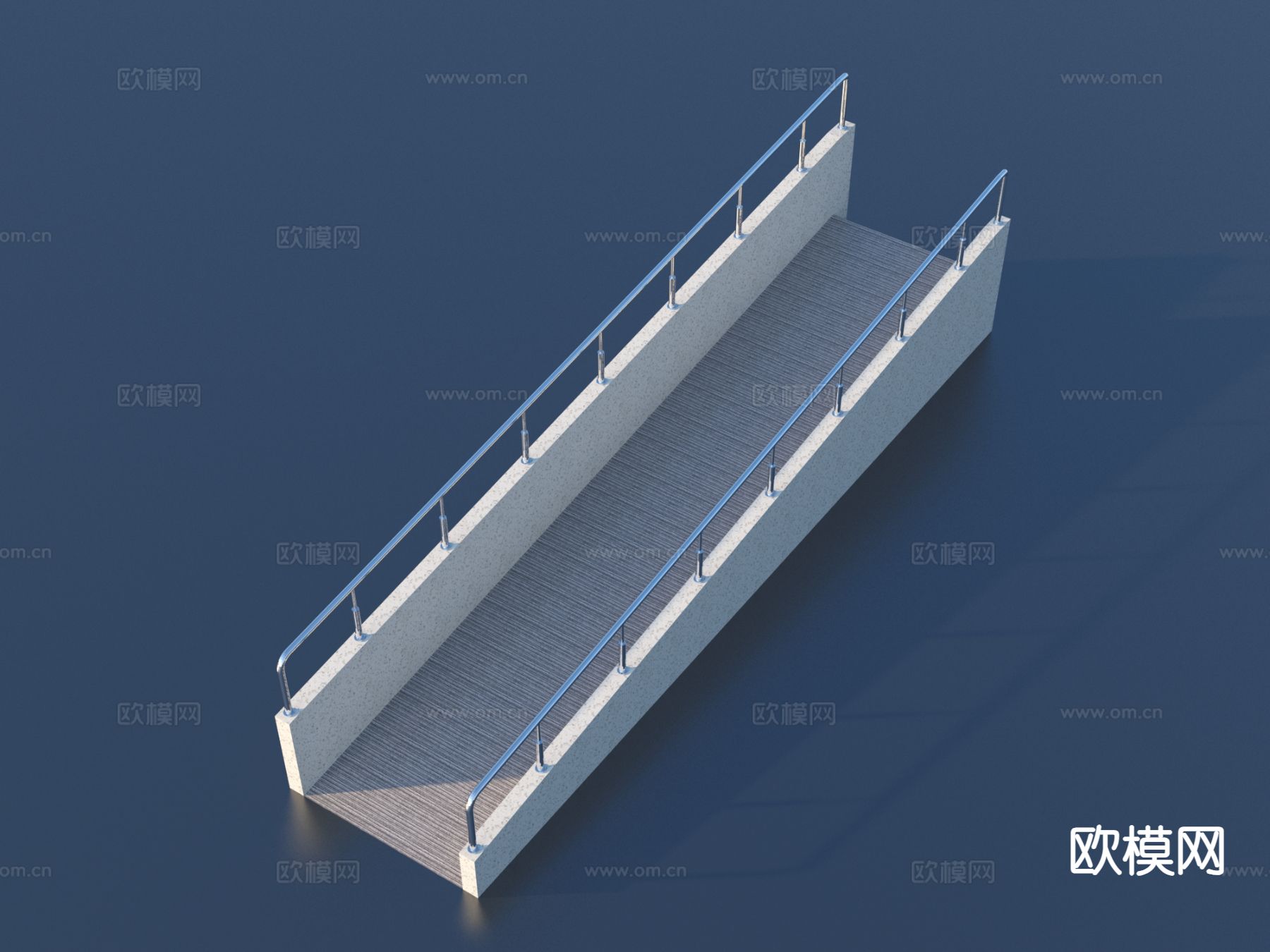 残疾人坡道 栏杆3d模型