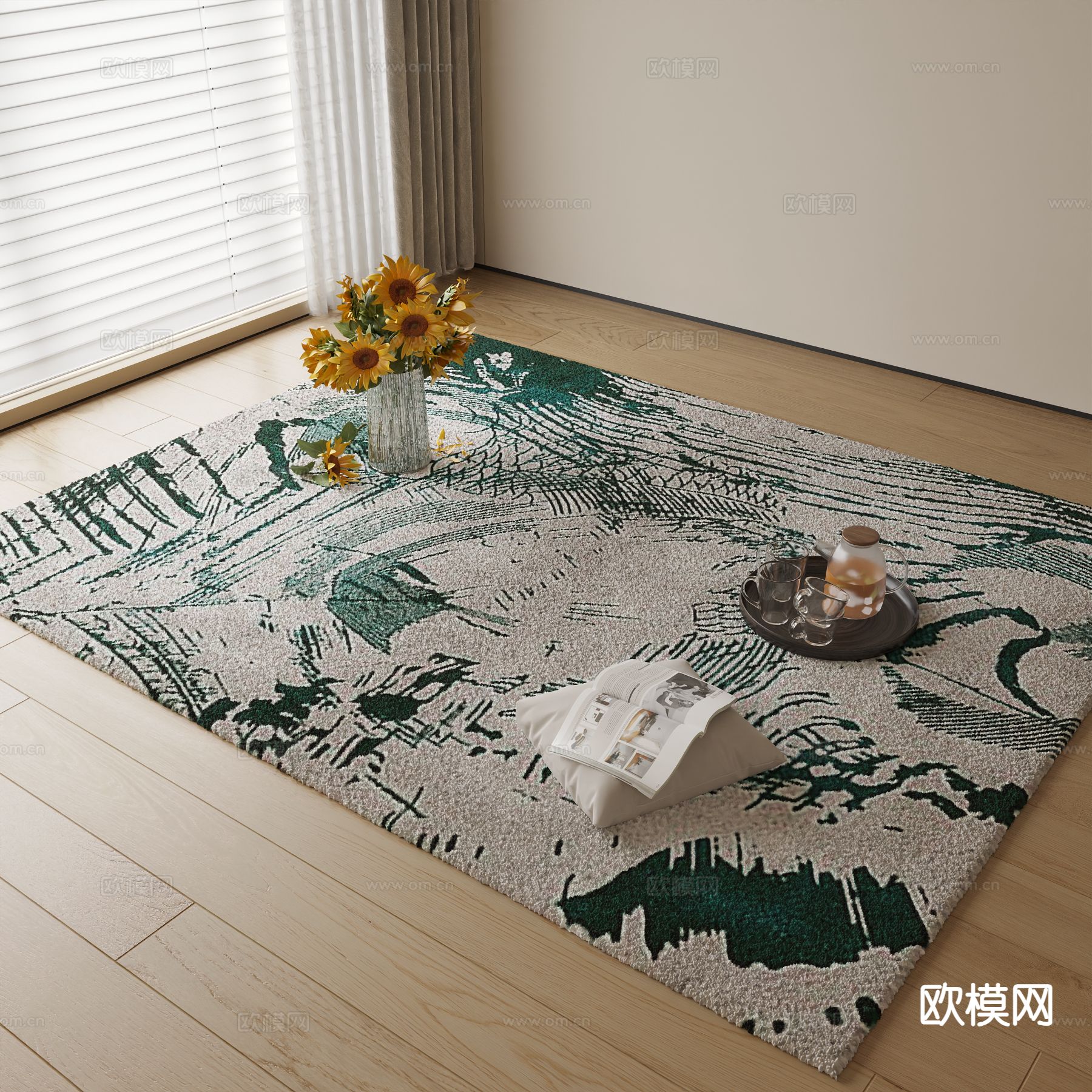 现代花纹地毯3d模型