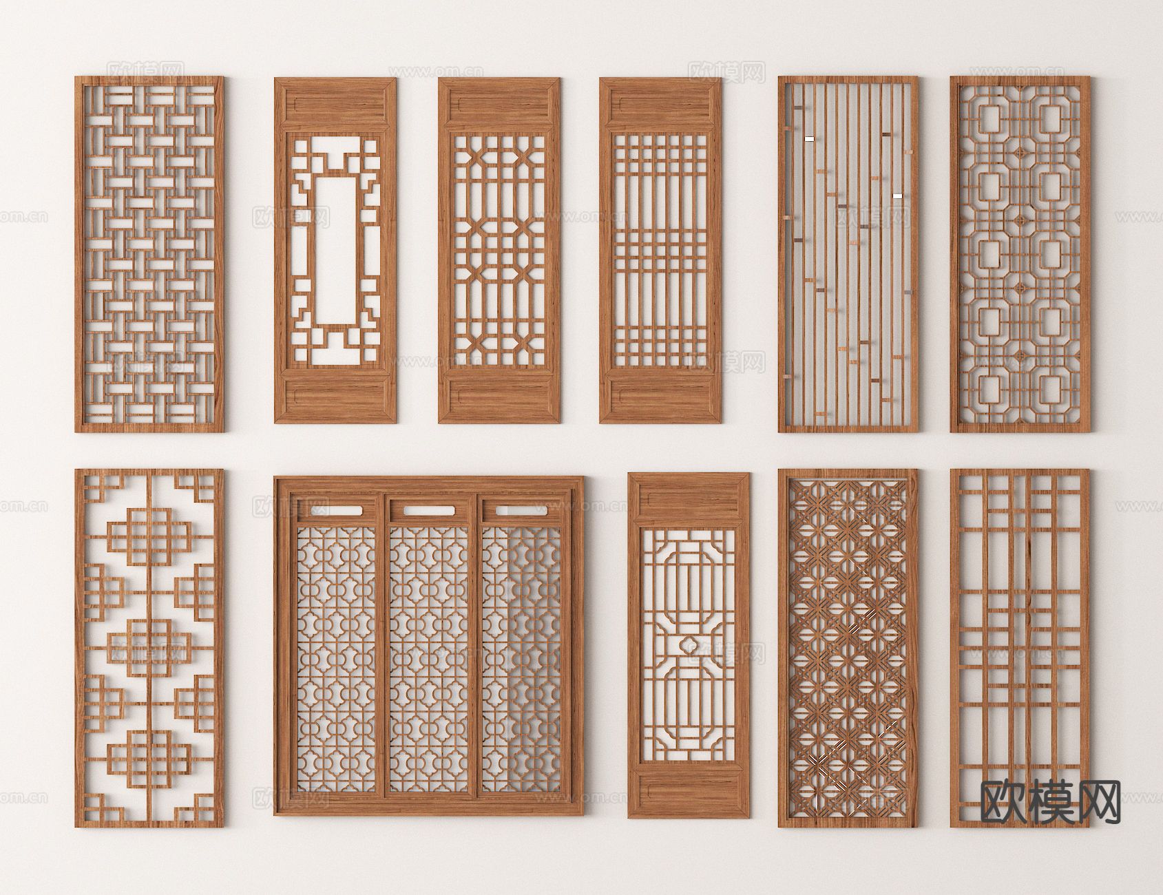 玄关隔断 木隔断 镂空隔断3d模型