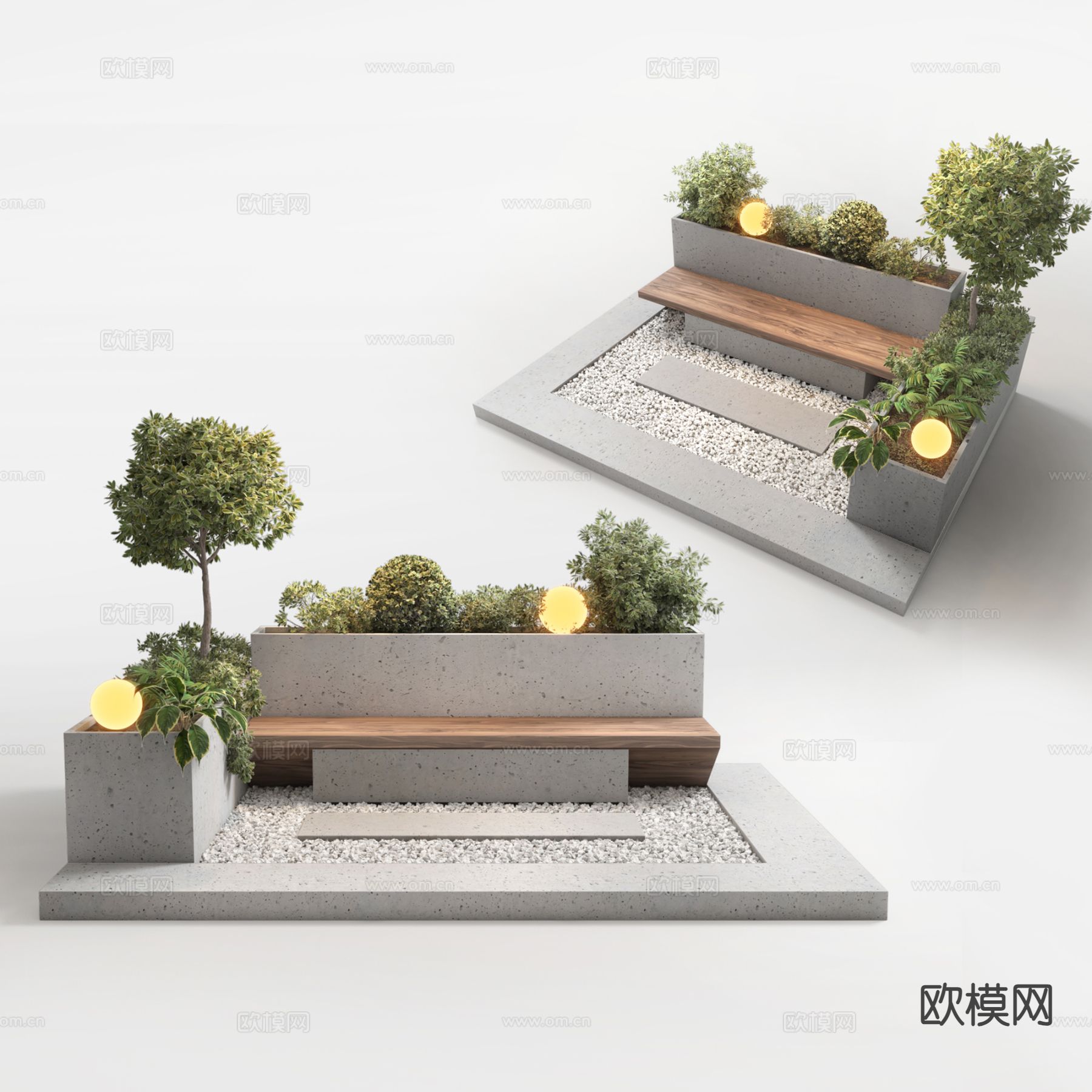 现代景观座椅 户外座椅 室外卡座3d模型