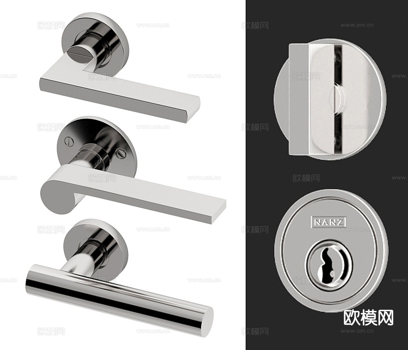 现代门把手 拉手 门锁3d模型