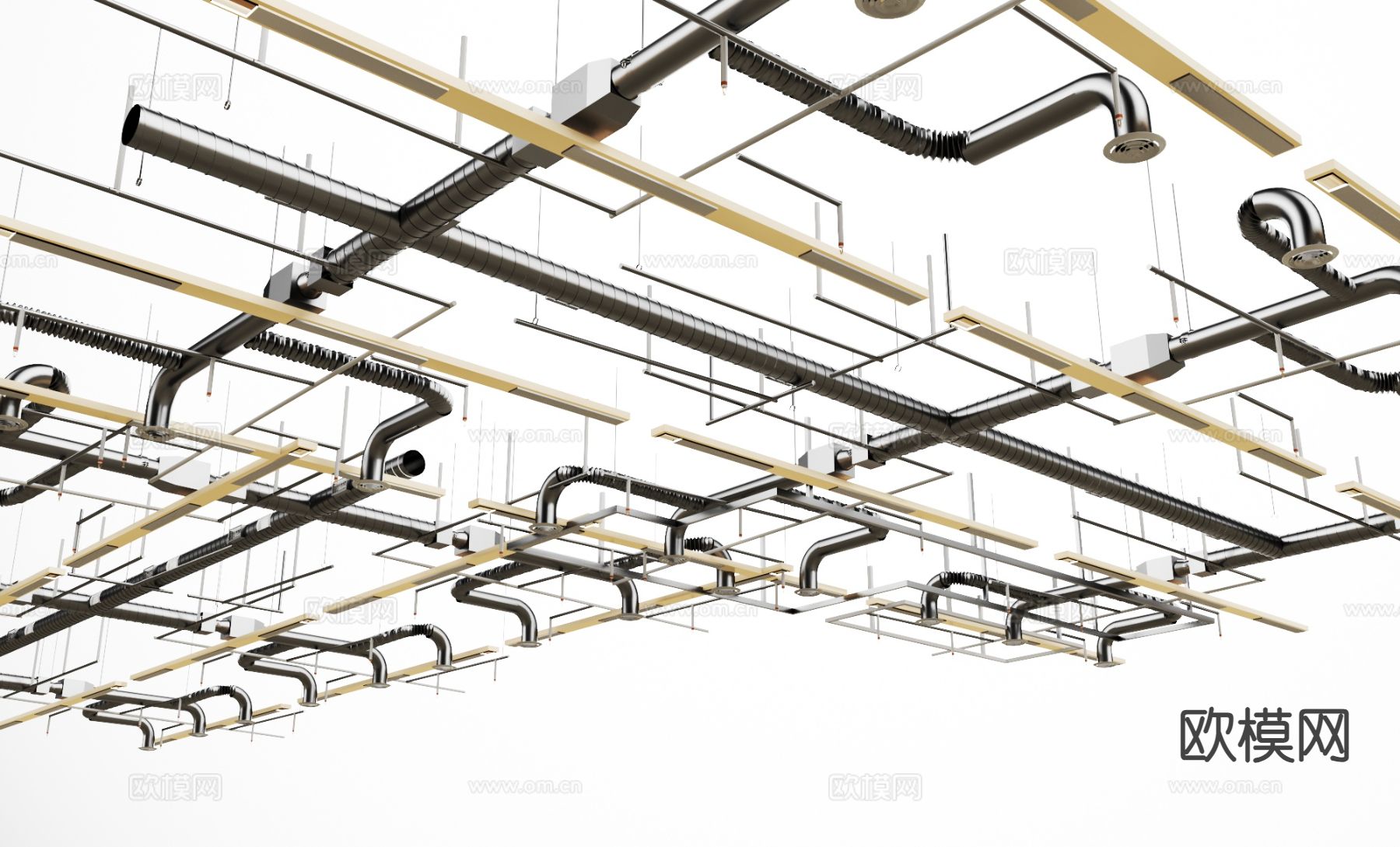 工业风天花吊顶管道3d模型