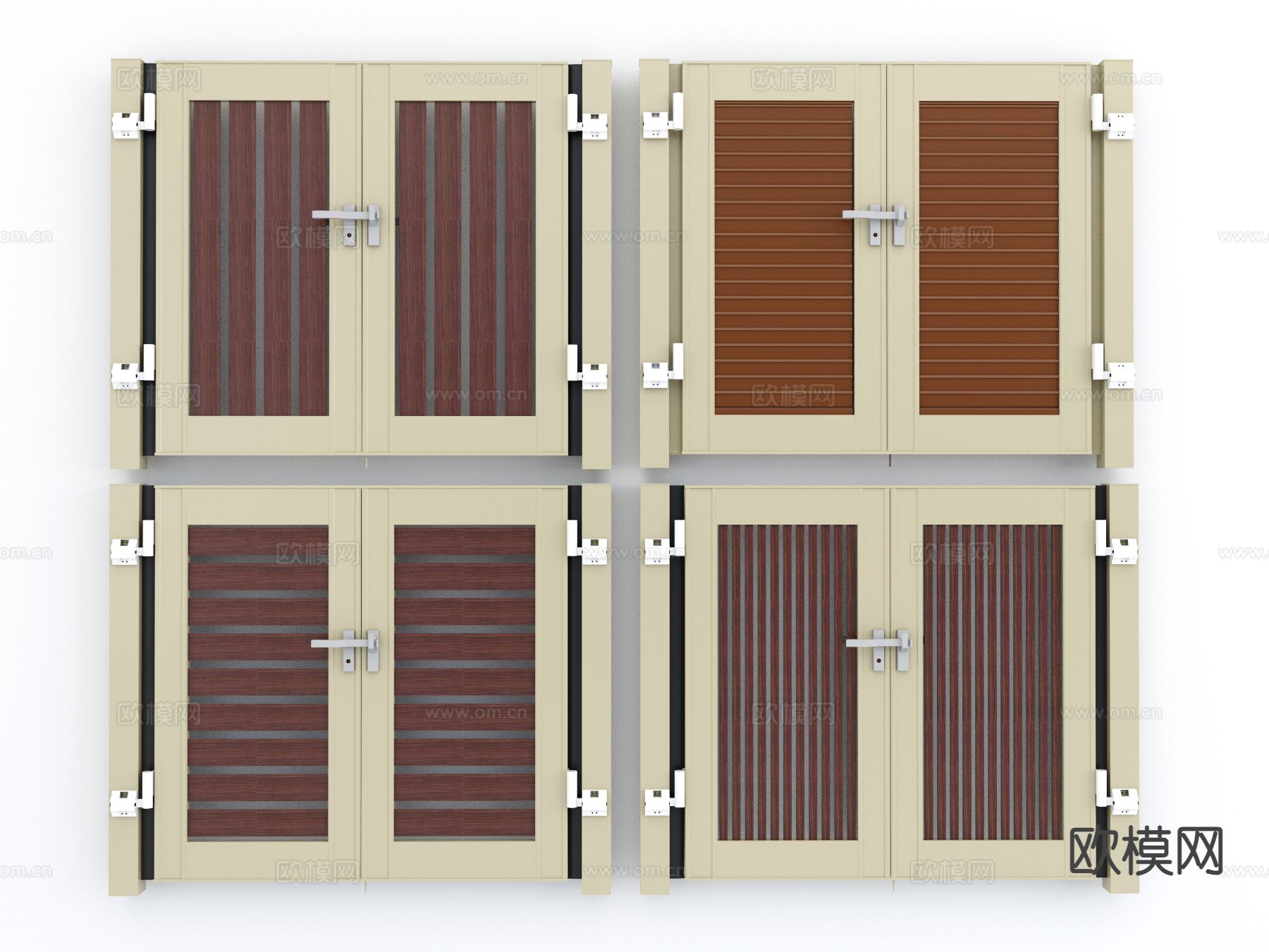 庭院门 入户门 防腐木门 双开门 大门3d模型