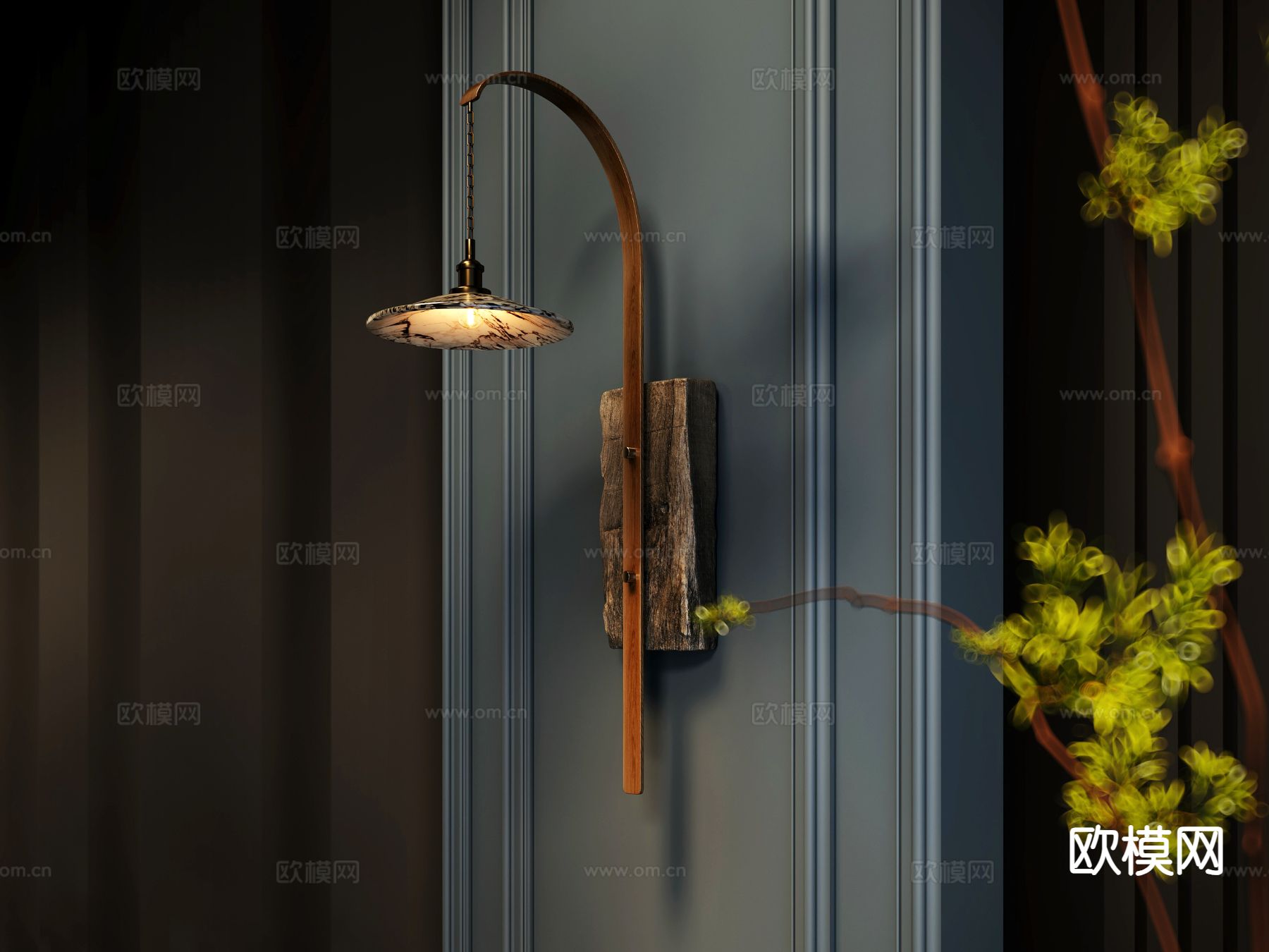 侘寂复古壁灯3d模型下载