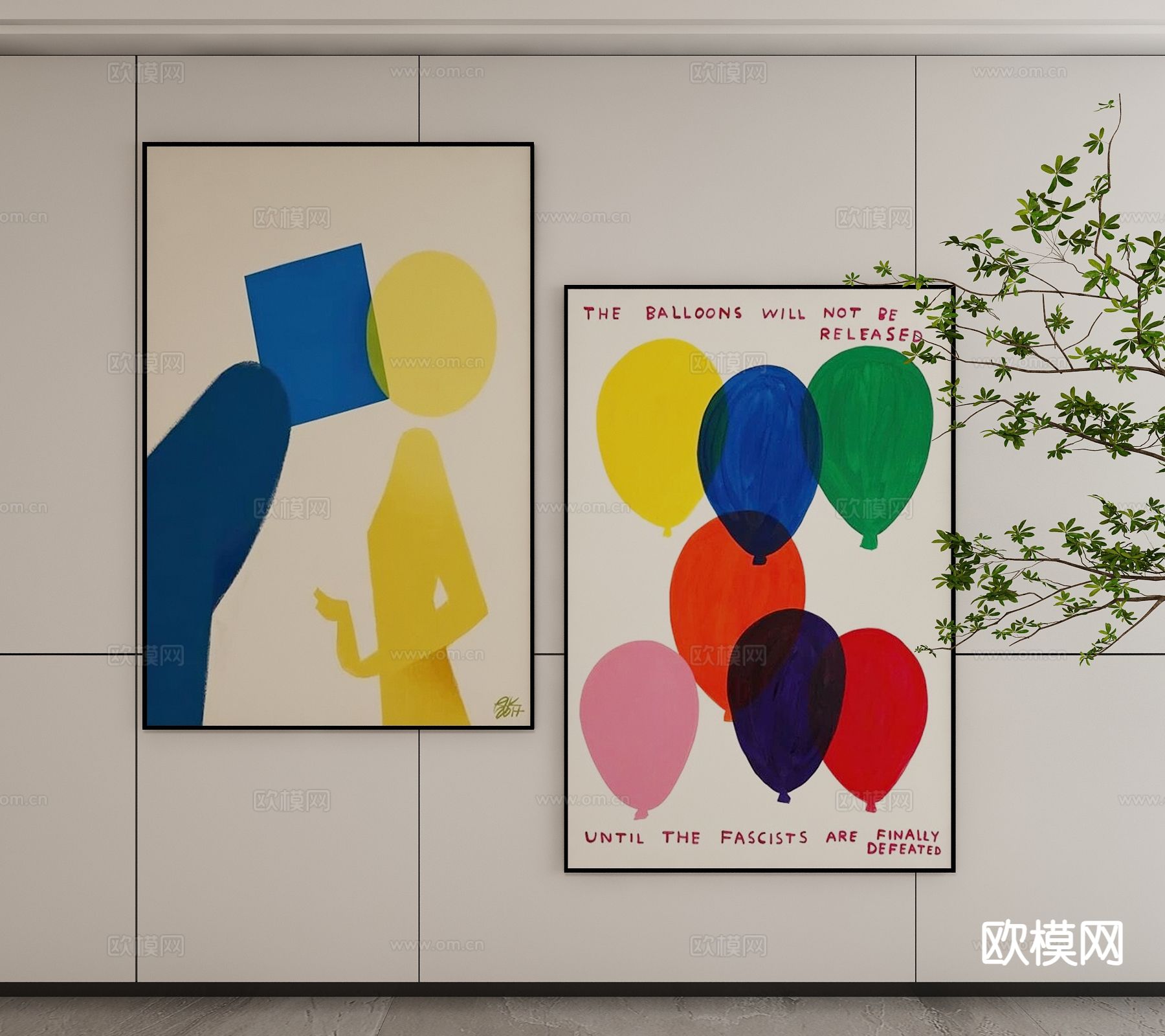 孟菲斯挂画 抽象画3d模型下载