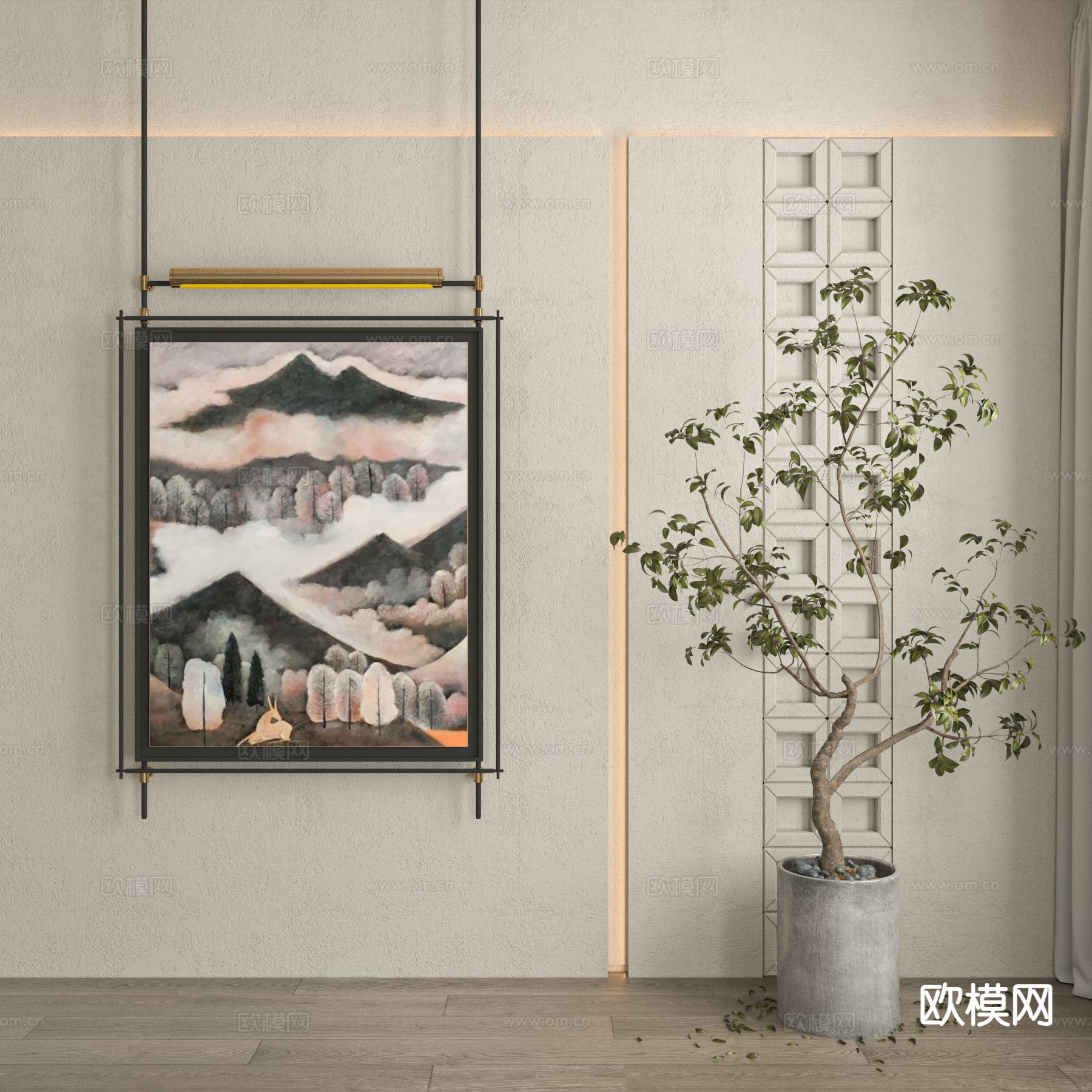 中古风装饰画 艺术画 挂画3d模型