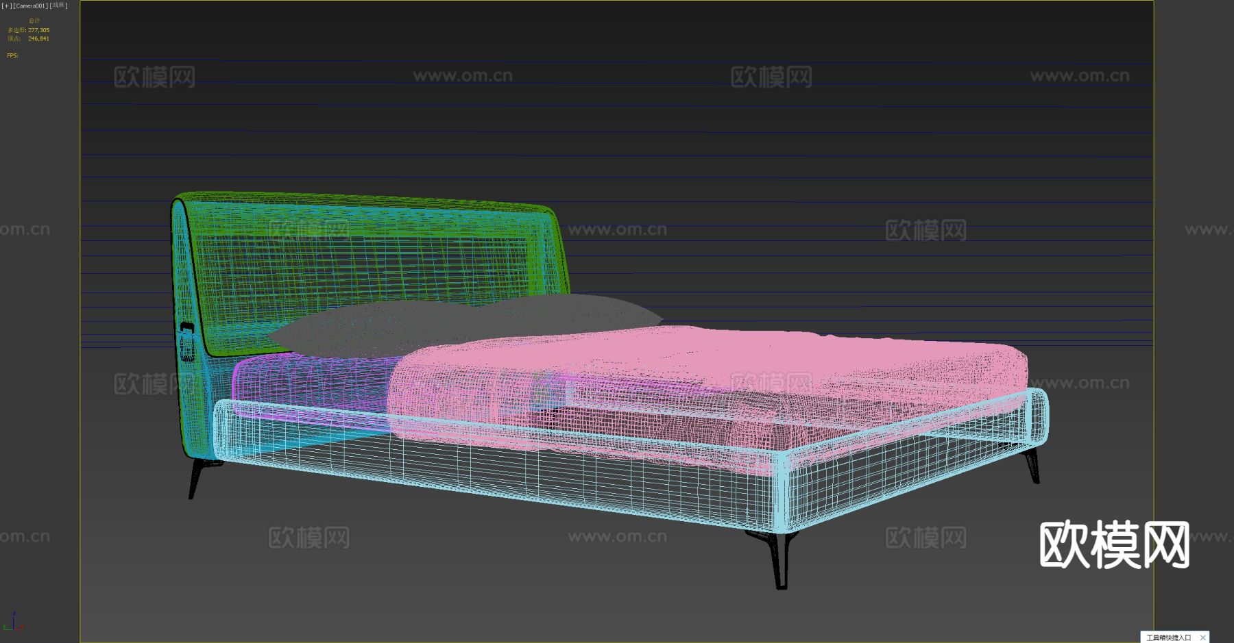 简约双人床3d模型