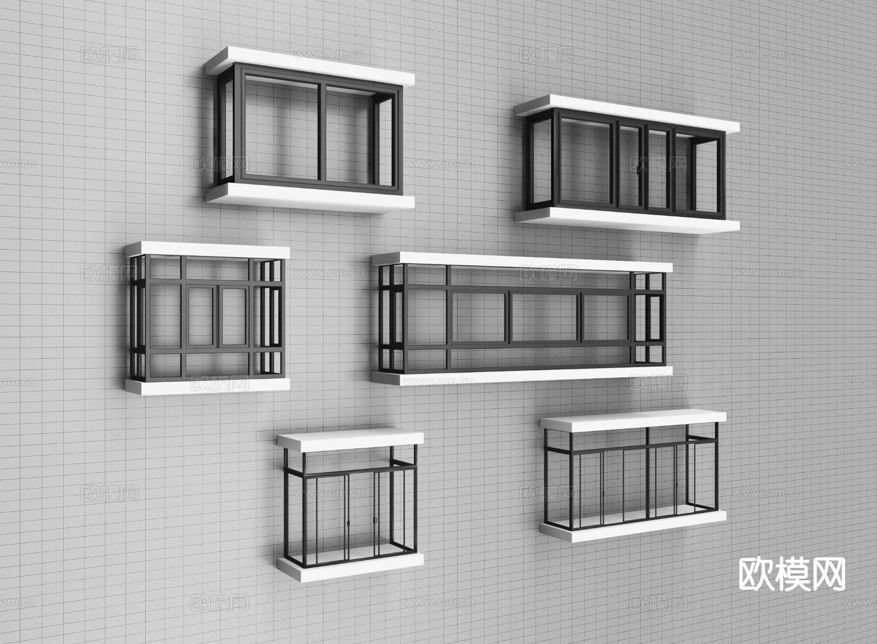 现代窗户 飘窗 平开窗 推拉窗 阳台窗3d模型