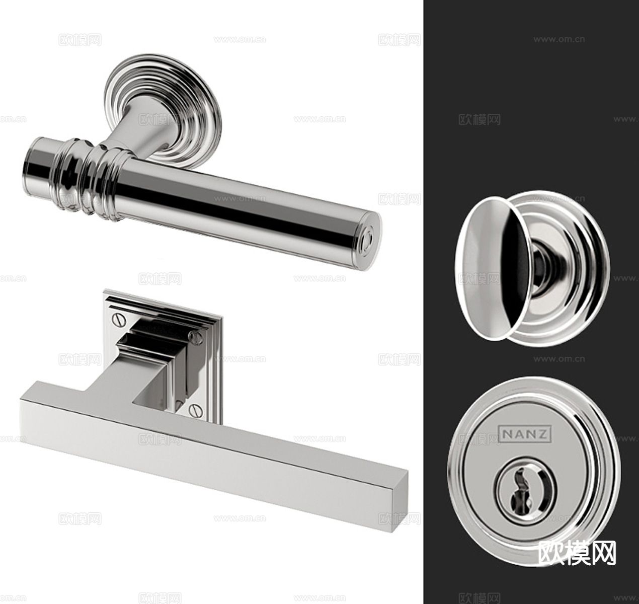 现代门把手 拉手 门锁3d模型
